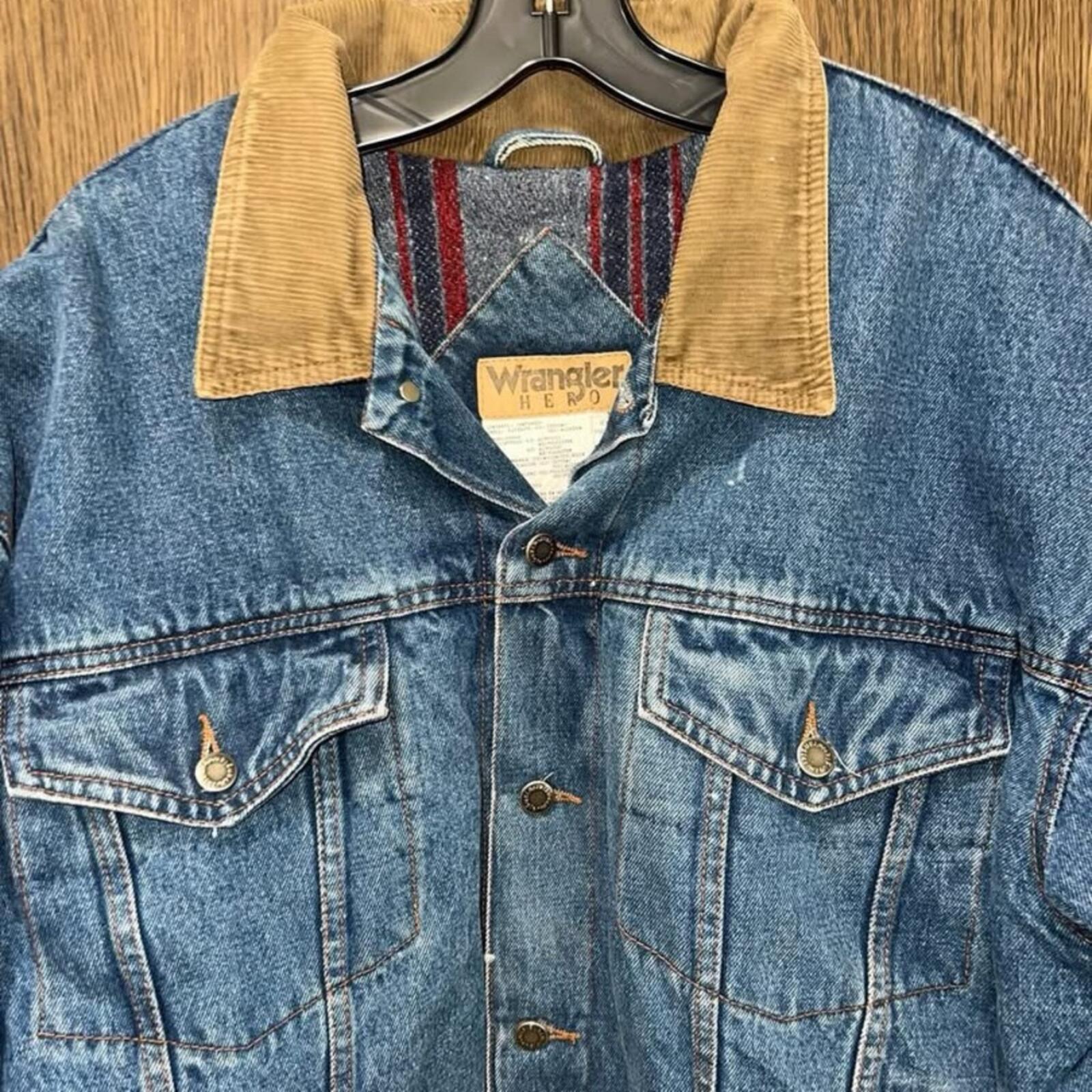 Vintage 90’s Wrangler Blanket Lined Denim Jacket Corduroy Collar XL