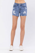 Judy Blue NWT Mid Rise Lace Patch Destroy Shorts XL