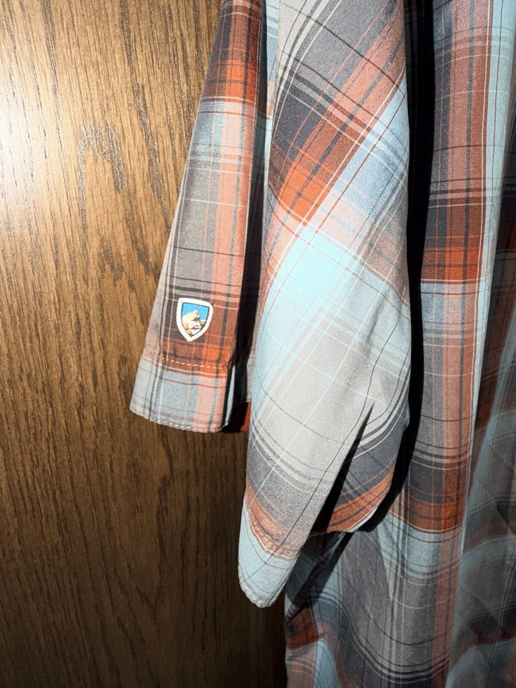 Kuhl Men's Response Short-Sleeve Plaid Button-Up Shirt in Orange and Gray XXL