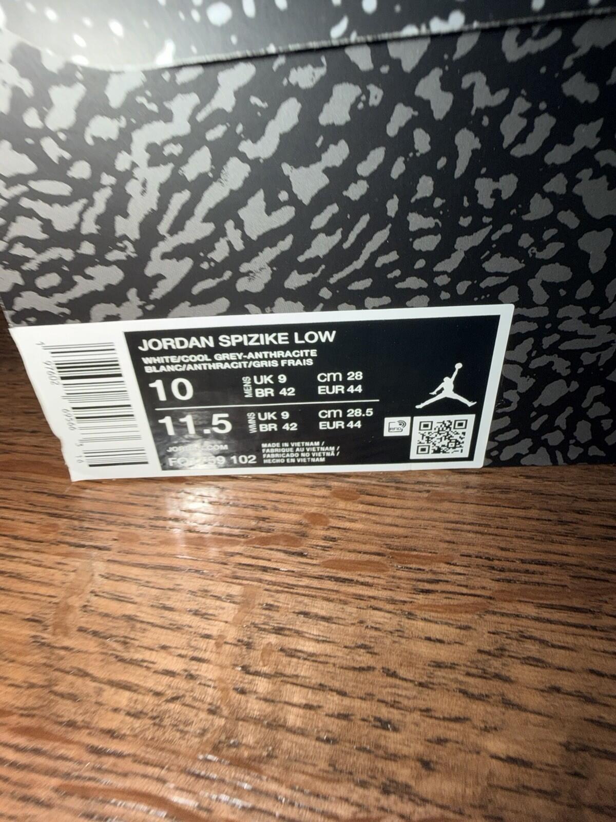 Nike Jordan Spizike Low White/Anthracite/Wolf Gray Size 10 Men's FQ1759-102