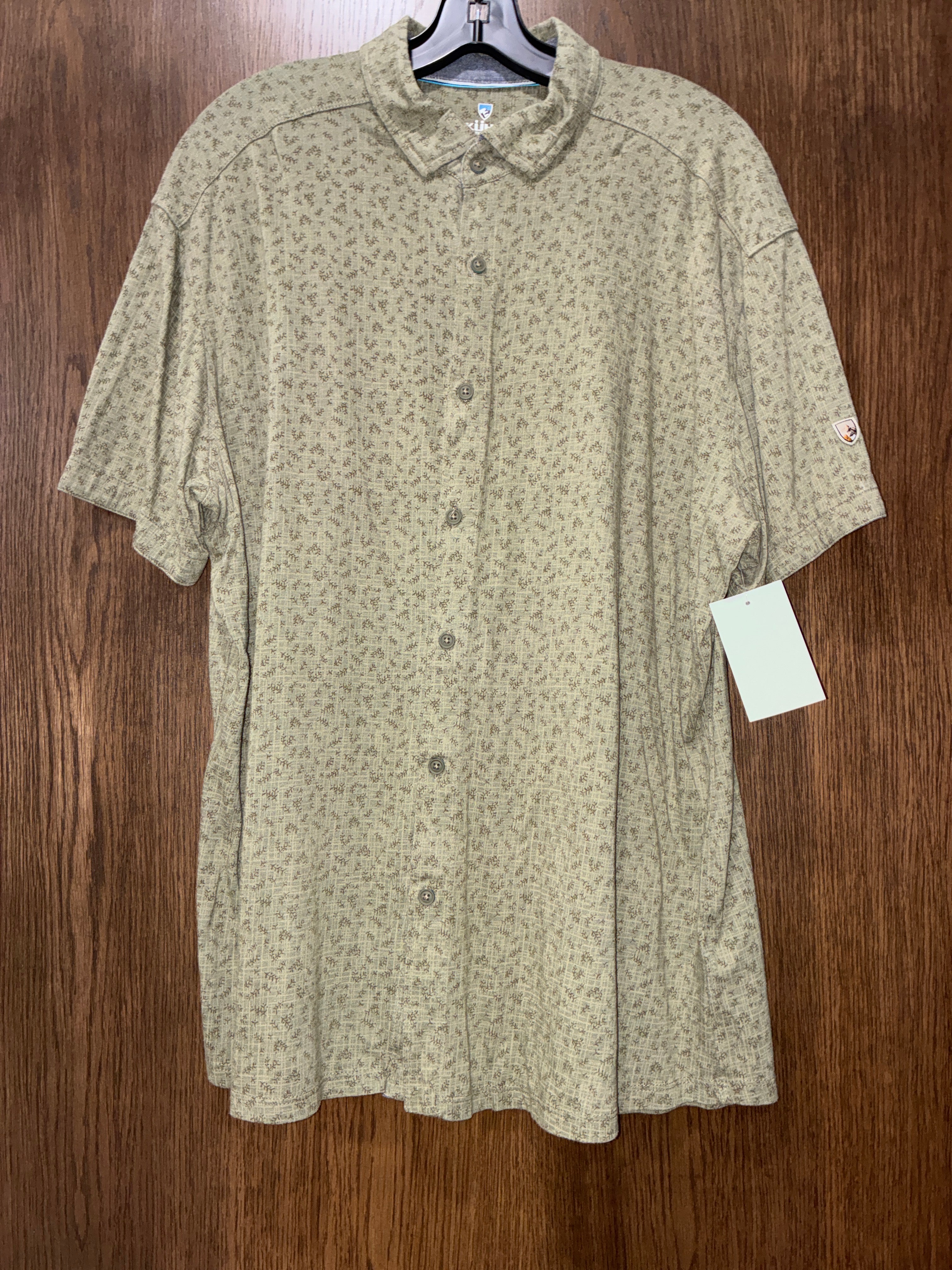 Kuhl Men's Born in the Mountains Short-Sleeve Green Button-Up Shirt  XXL