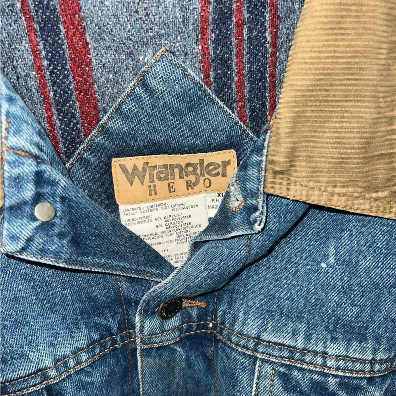 Vintage 90’s Wrangler Blanket Lined Denim Jacket Corduroy Collar XL