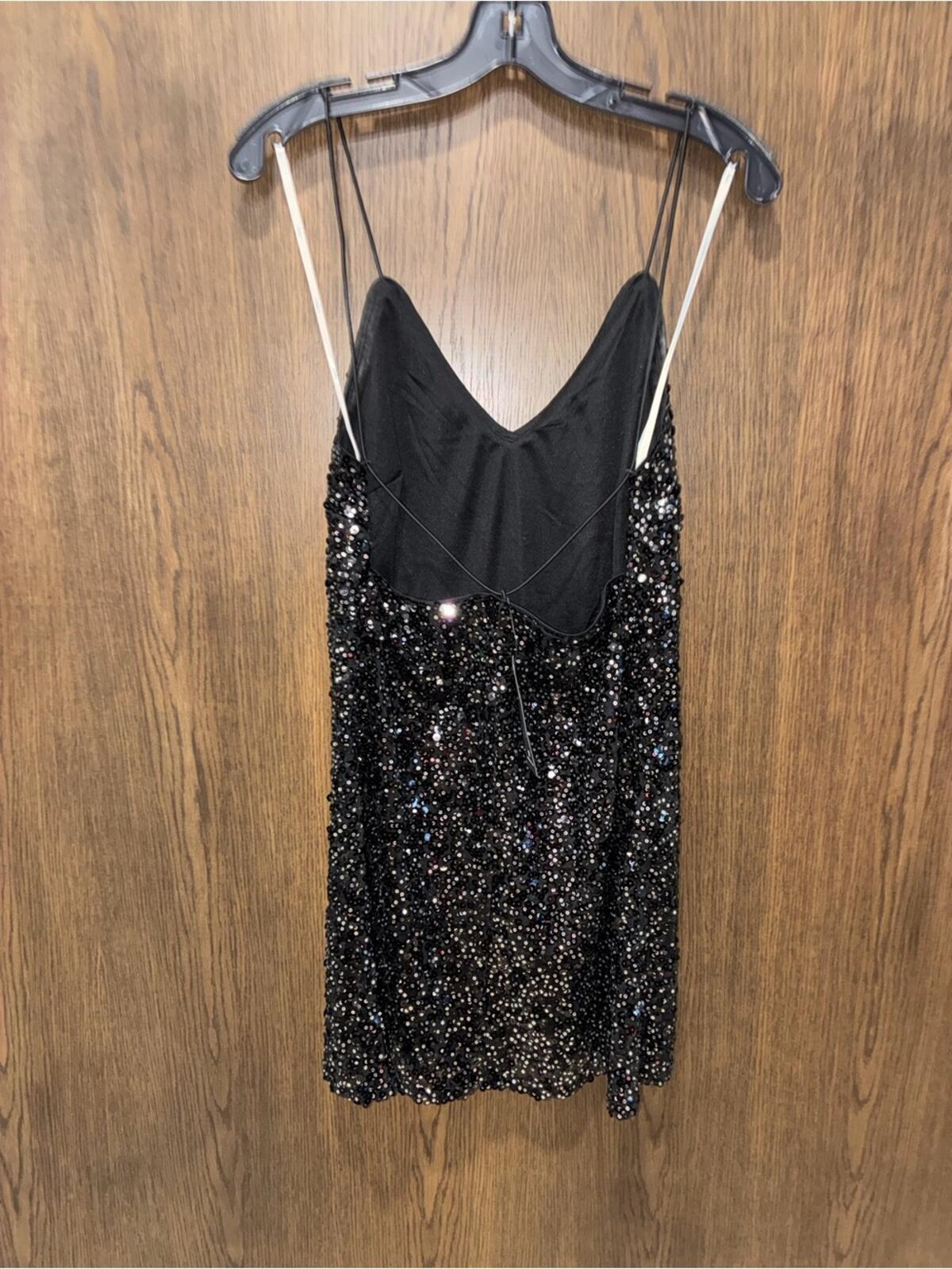 Lulu's Women’s Black Sequin Rhinestone Mini Slip Dress Size Medium