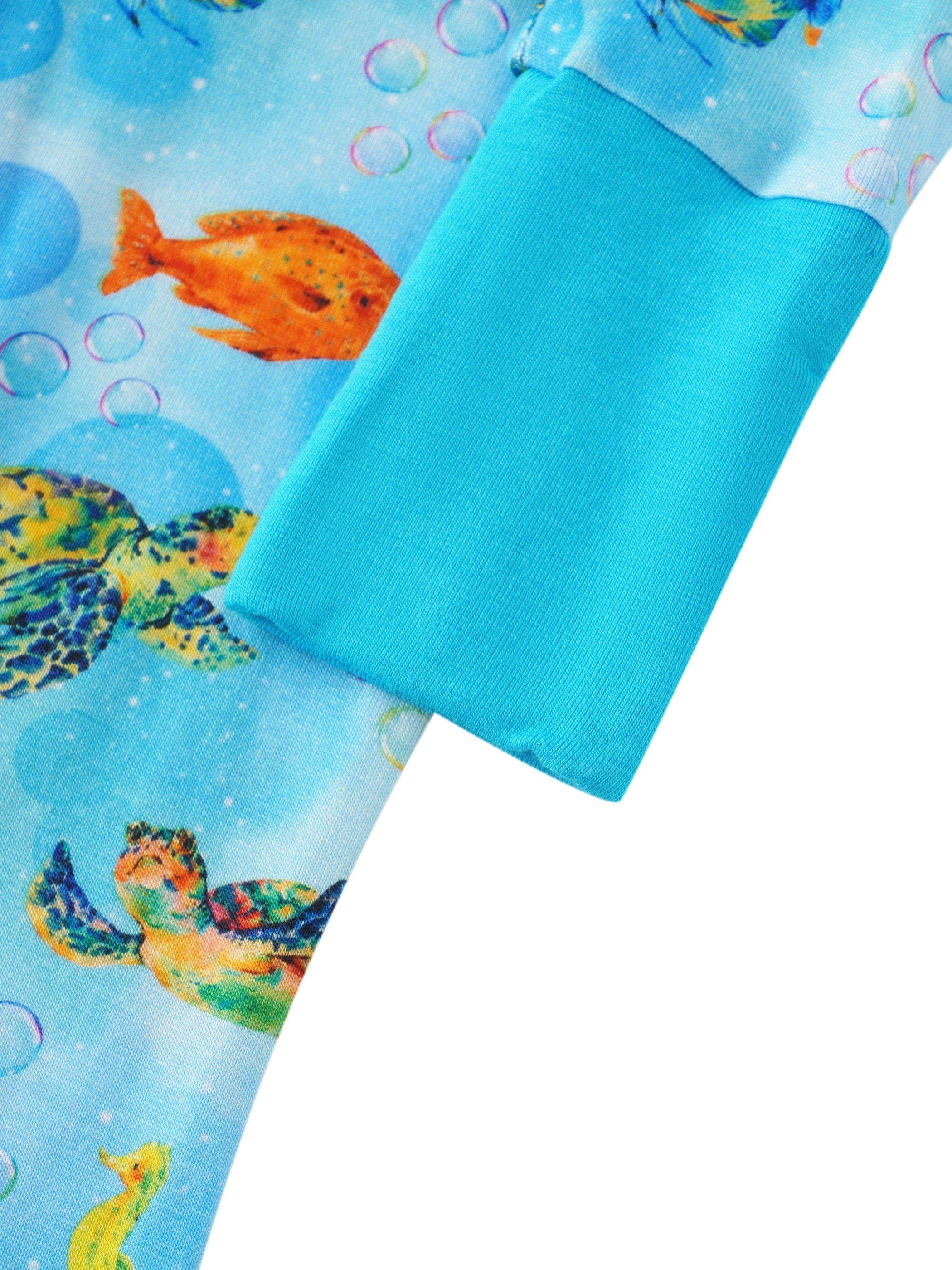 PoshTOT Sea Turtle Bamboo Baby Convertible Zippy Romper: 3-6M