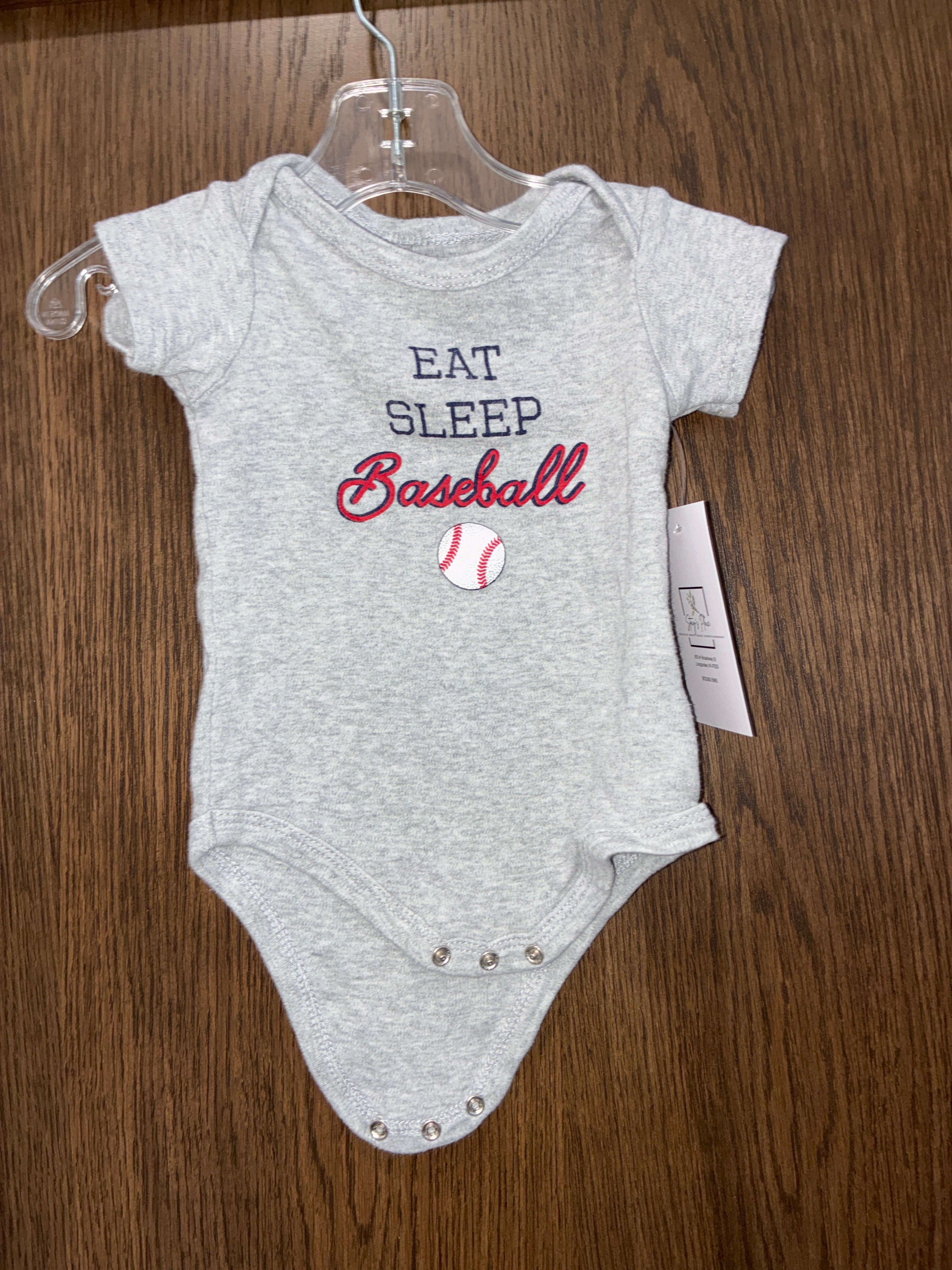 Eat sleep baseball onesie size 3-6M