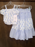 Haute Hippie Girls Blue & White Floral Skirt & Top Size 4