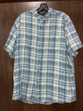 Kuhl Men's Born in the Mountains Short-Sleeve Blue Plaid Button-Up Shirt  XXL