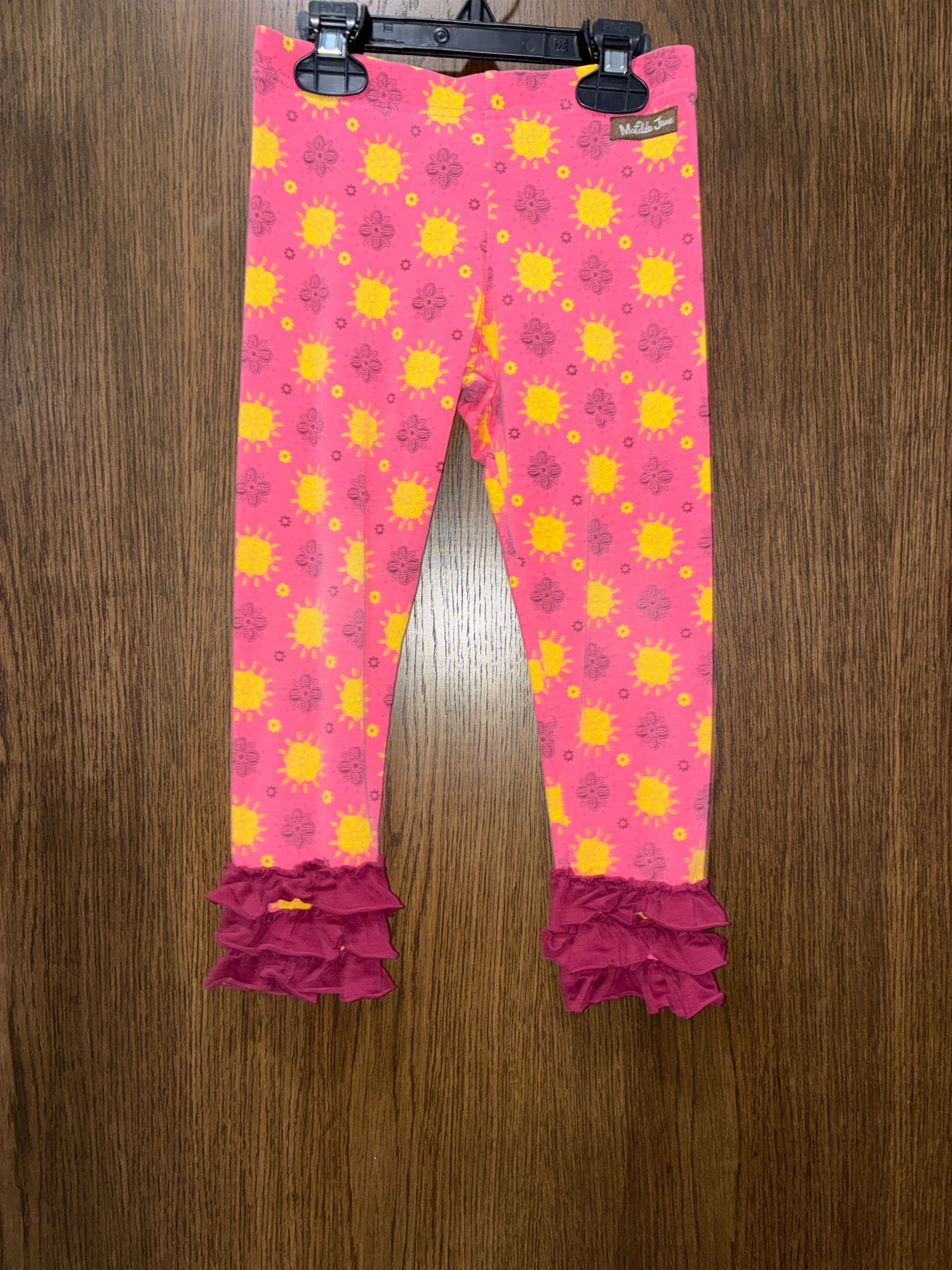 Girls Pink and Maroon Ruffle Pants Size 4