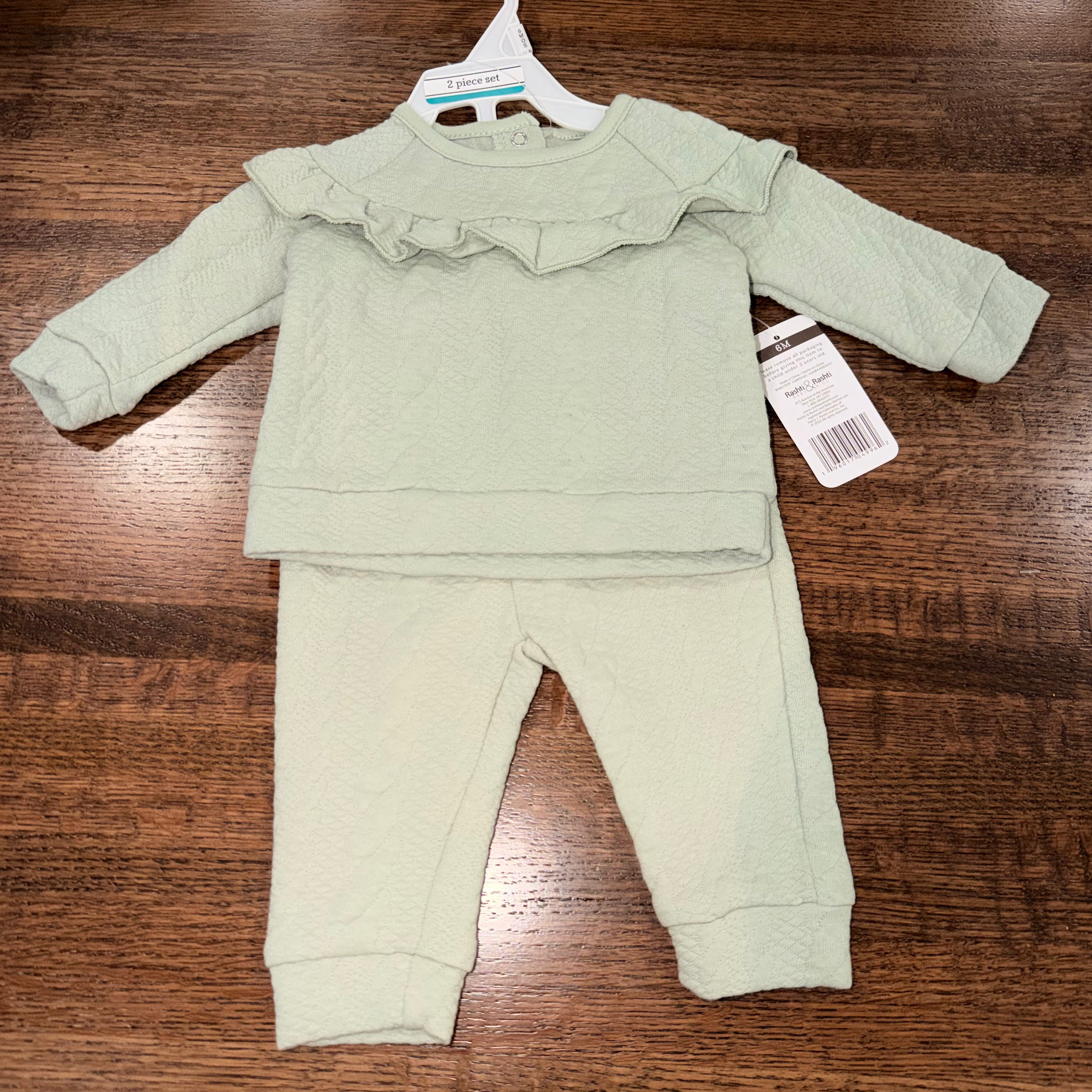 Baby Starters Quilted Crew & Pants Set 0-3 Months NWT