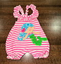 Mudpie GIrls Mermaind Bubble Romper 0-6 mos