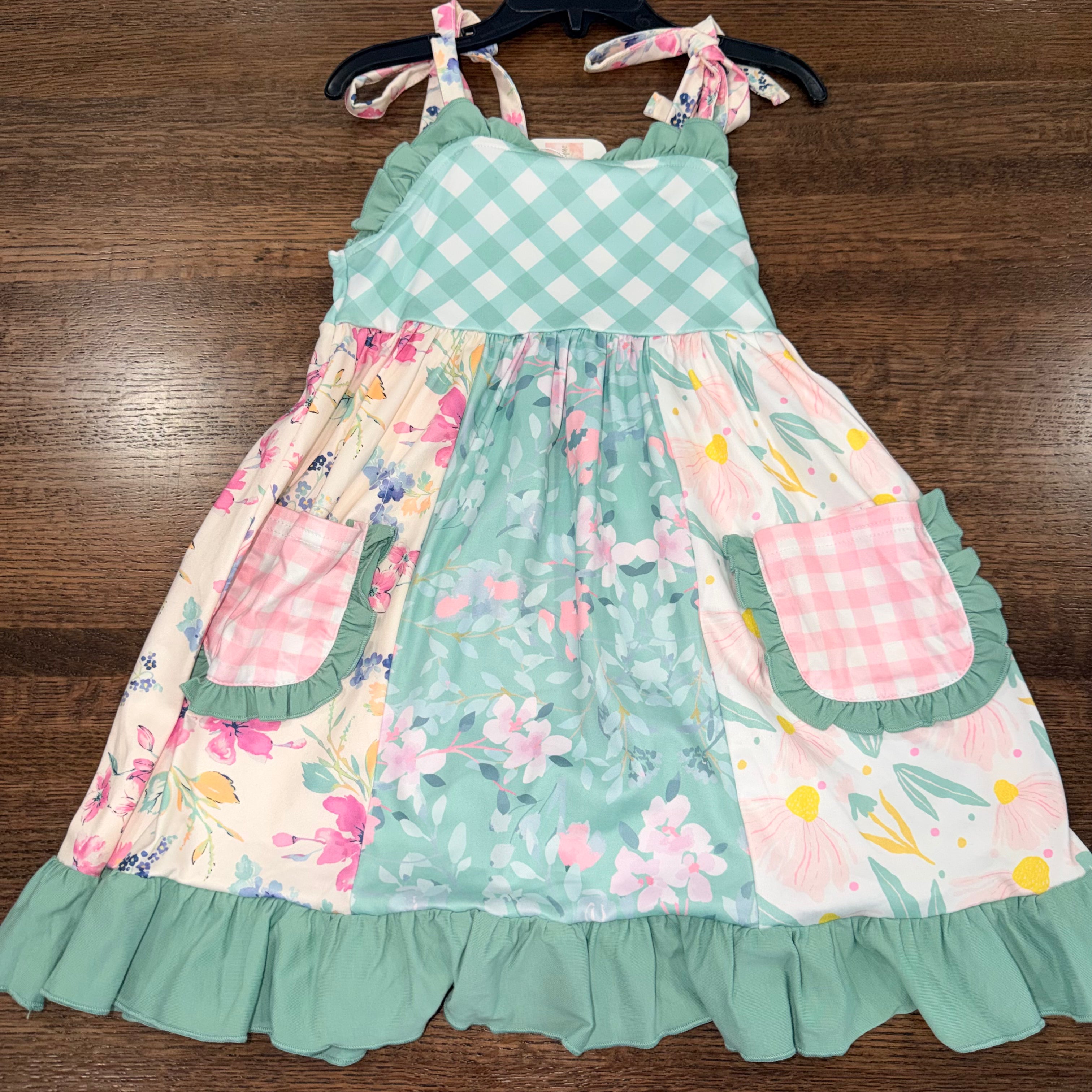 Nicole Marie Girls Gingham Garden Dress Size 4  NWT