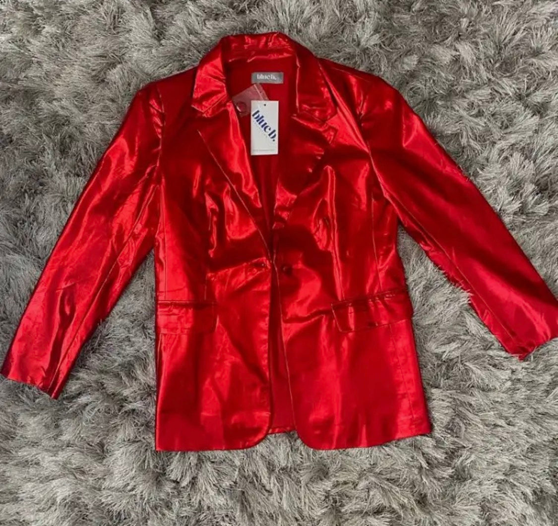 Blue B Collection Women's Red Shimmery Blazer Size Small NWT