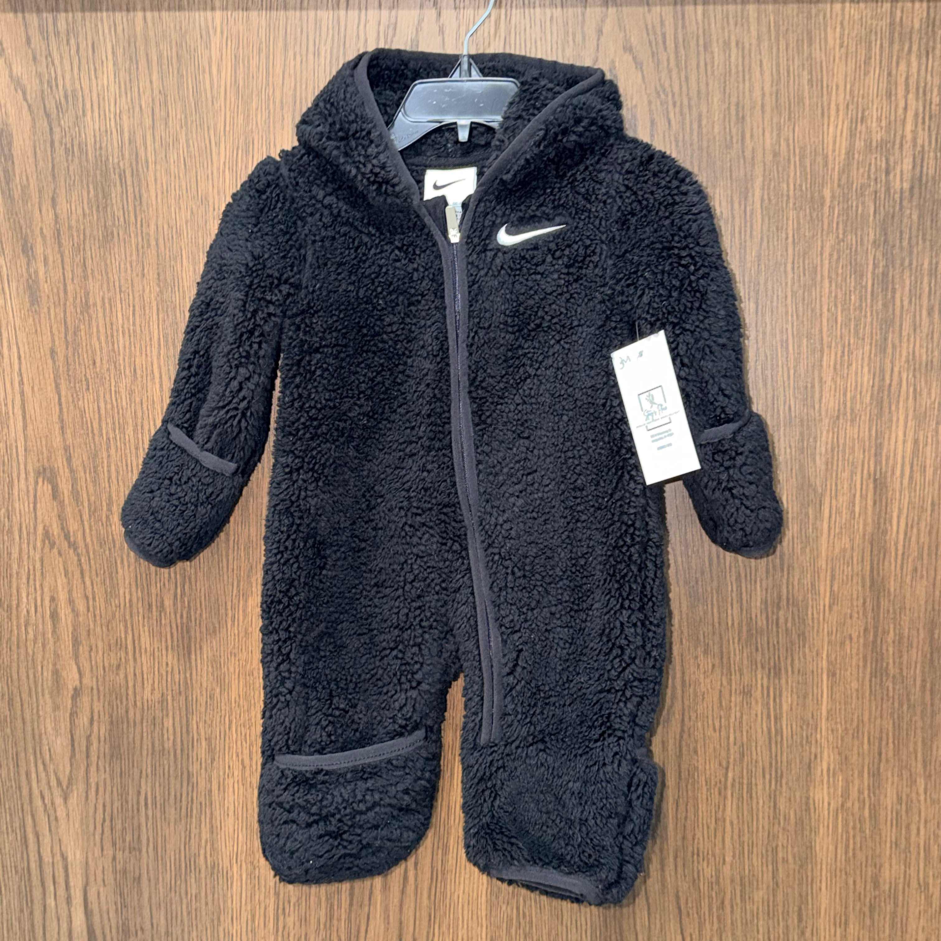 Nike Baby Sherpa Hooded Bunting Suit Black Size 3 Mos 3M