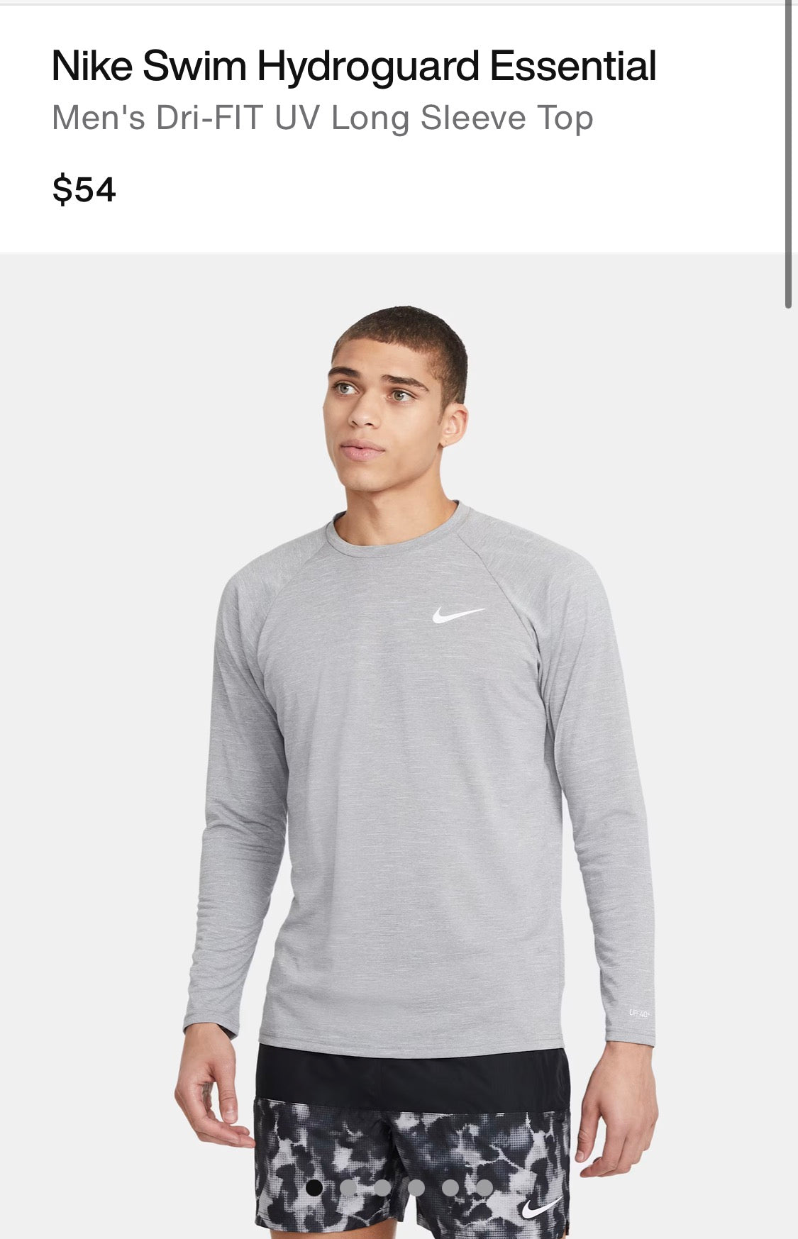 Men’s Nike Swim Hydroguard Essential DRI-FIT UV Long Sleeve Top Small