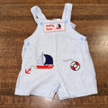 Vintage Sailboat Seersucker Baby Boys Romper 0-3 mos