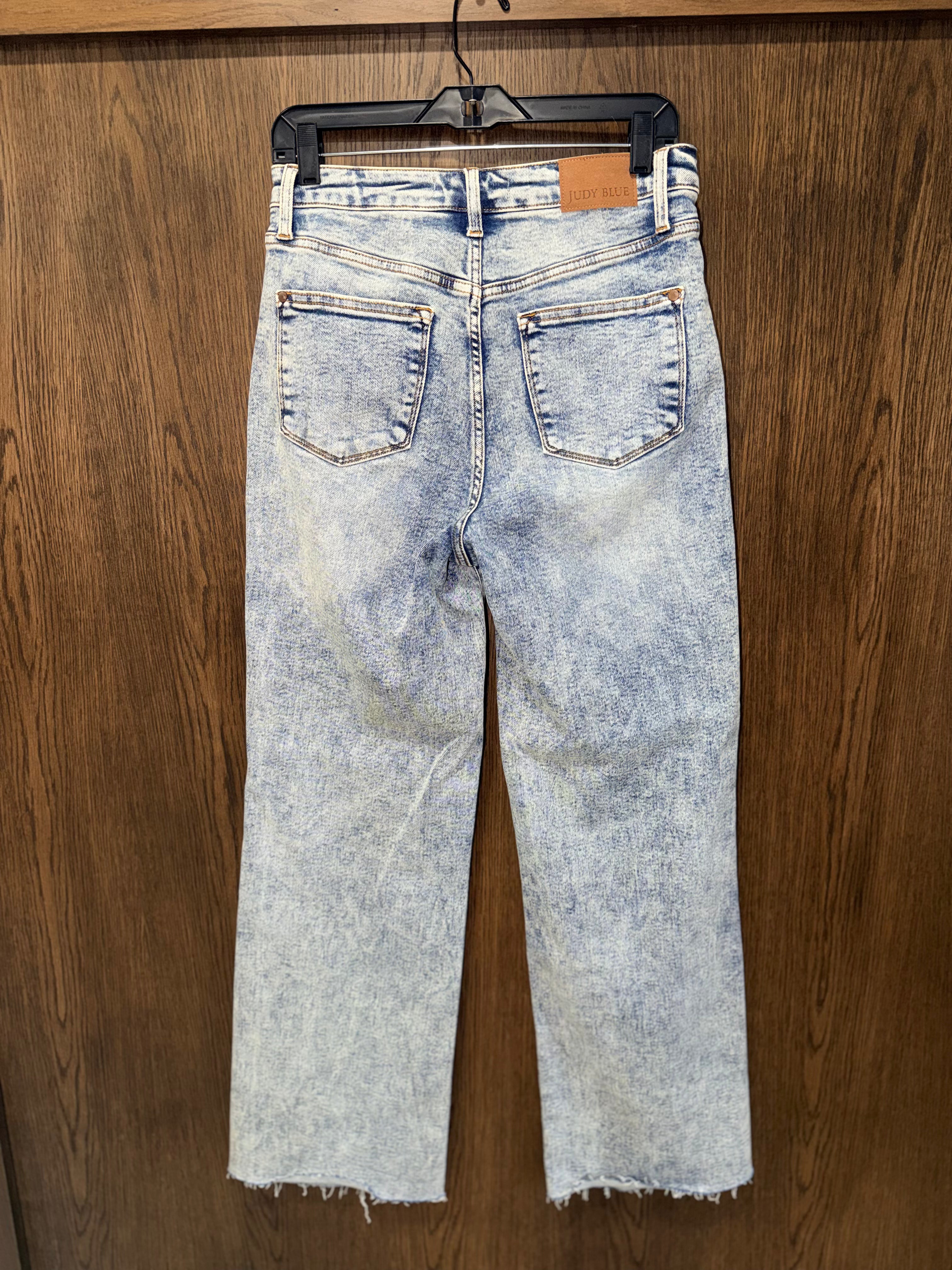 Judy Blue Women’s High Waist Raw Hem Wide Leg Jeans 9/29 New Condition