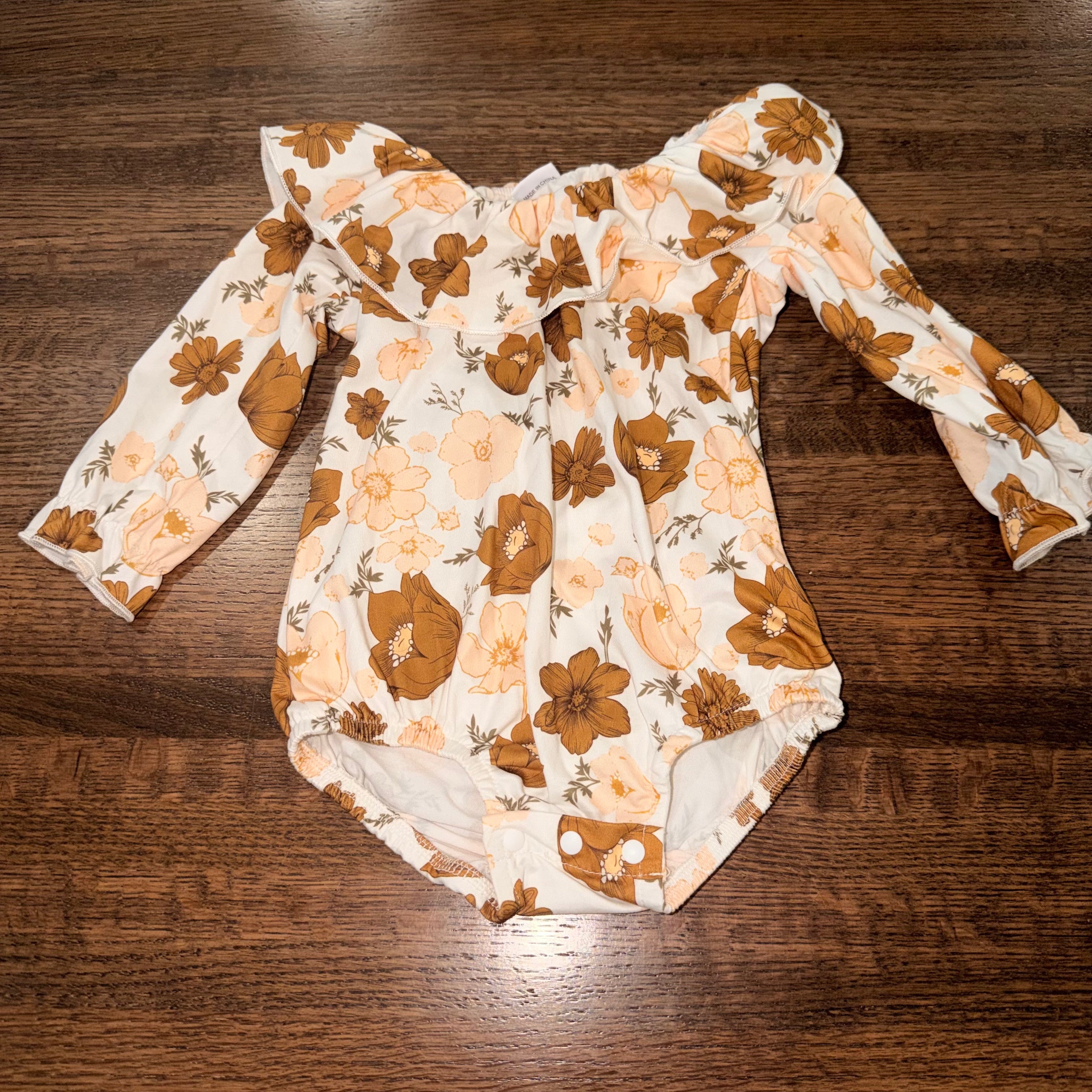 Baileys Blossoms Girls Floral Romper 3-6 mos