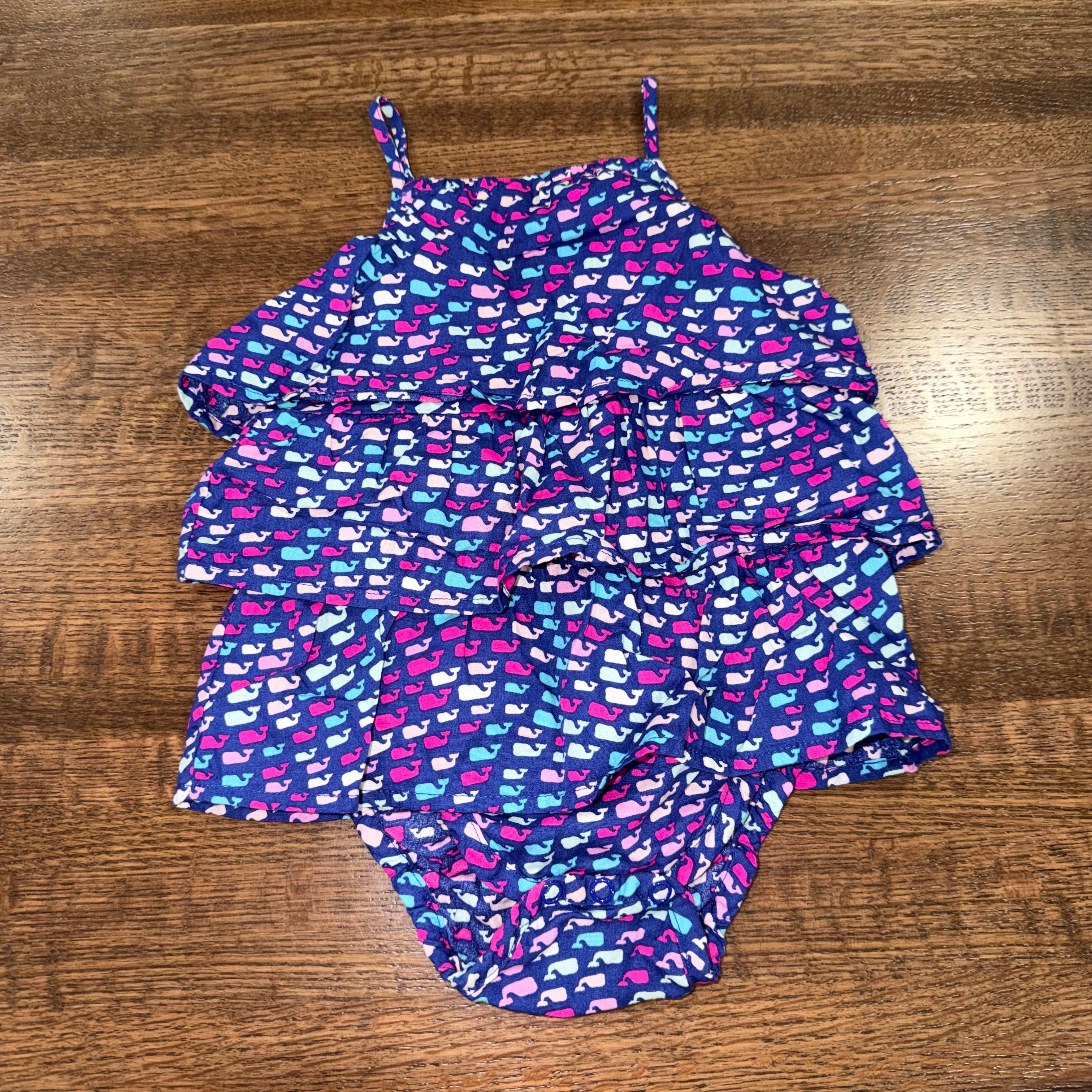 Vineyard Vines Girls Whale Bubble Bubble Romper 6-9 mos