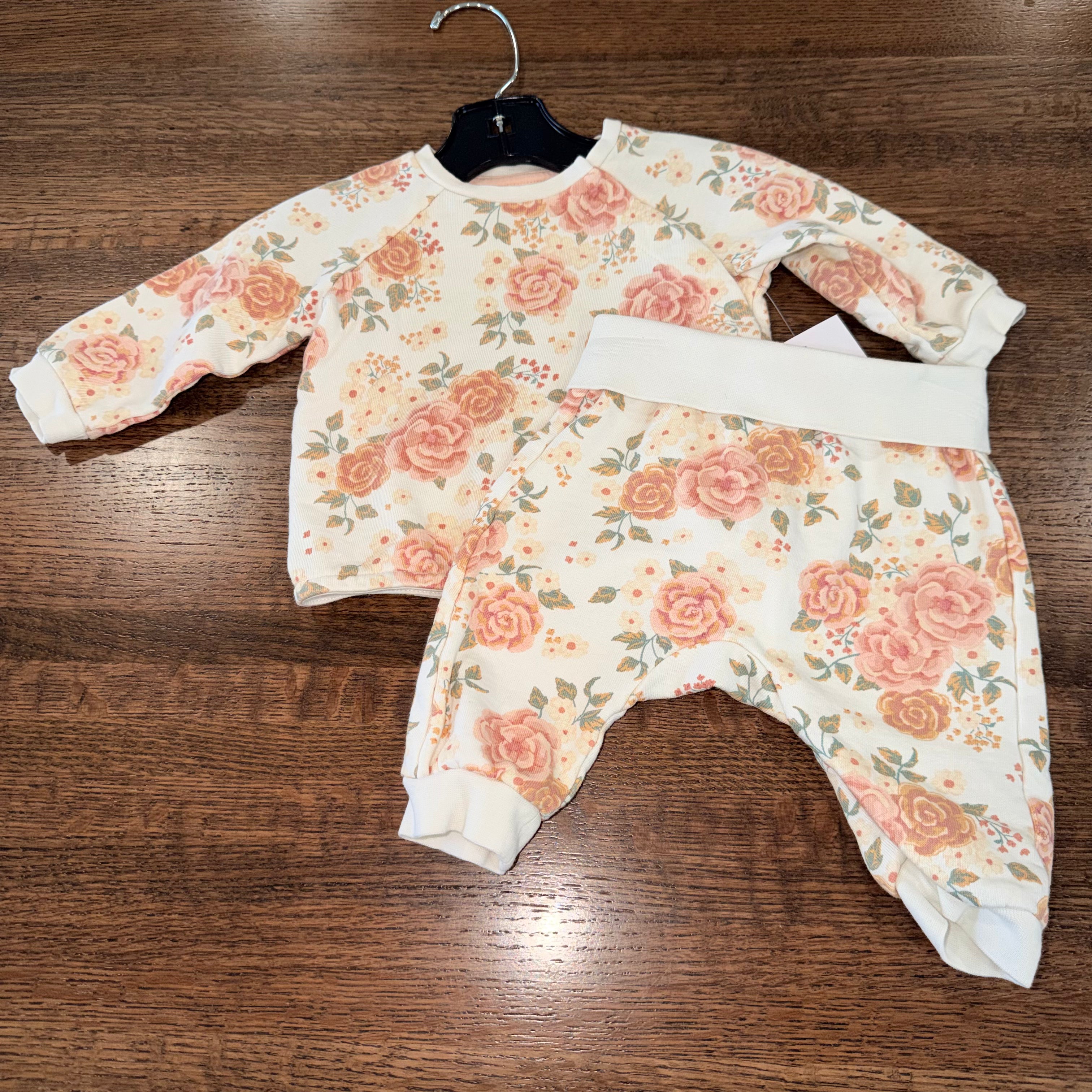 H&M Girls Floral Crew Sweatshirt & Joggers 3M 3mos