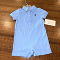 Polo Ralph Lauren Baby Boys Striped Cotton Mesh Polo Shortall Romper Size 6 Months EUC