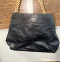 Coach Authentic "Lexy" Black Pebbled Leather Large Chain Shoulder Bag