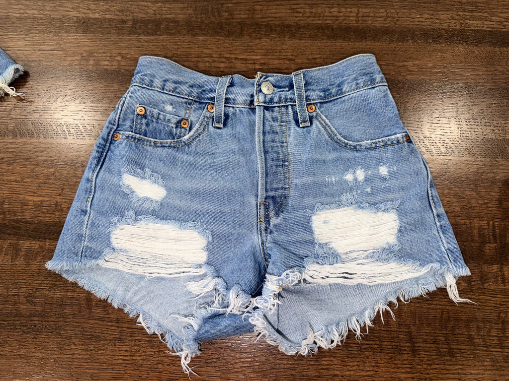 Levi’s 501 Premium Button Fly Distressed Jean Shorts Size 24