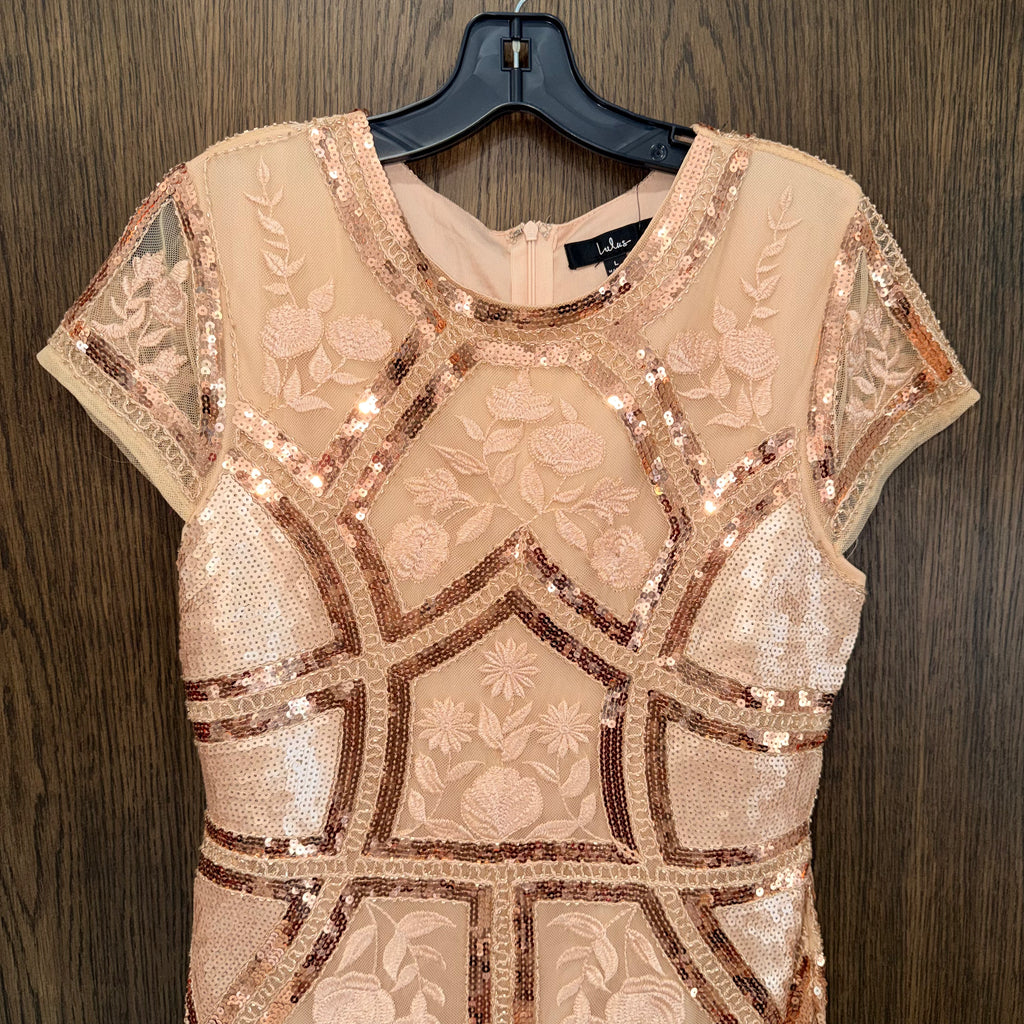 Lulu's Spread Your Shine Rose Gold Sequin Embroidered Bodycon Dress Small NWT