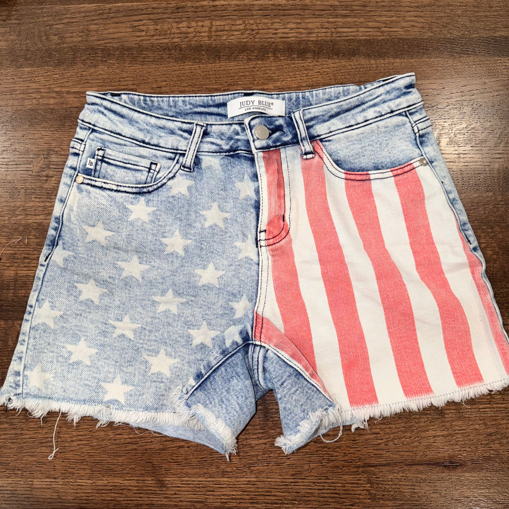 Judy Blue 'Merica American Flag Mid Jean Shorts Size M Medium