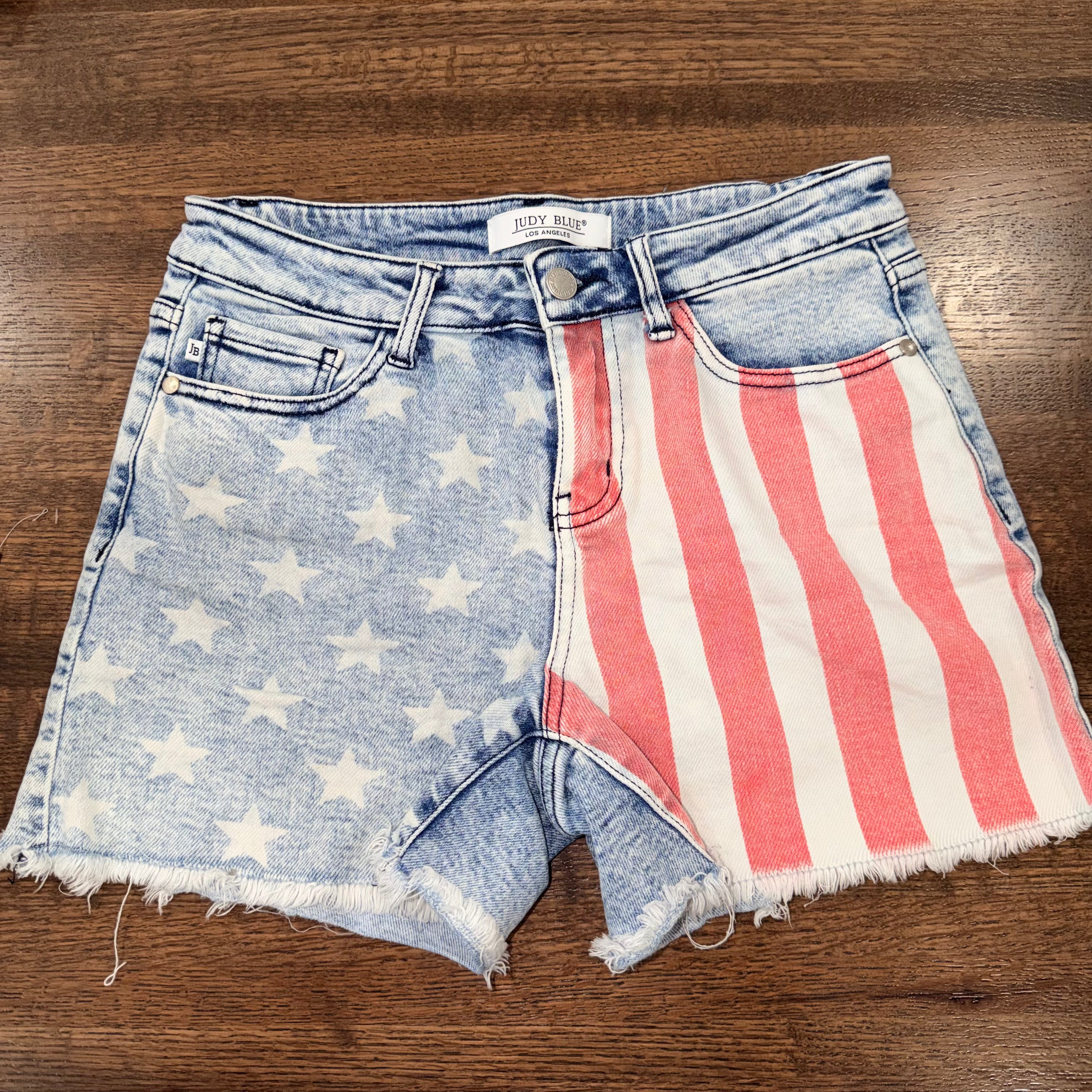 Judy Blue 'Merica American Flag Mid Jean Shorts Size M Medium