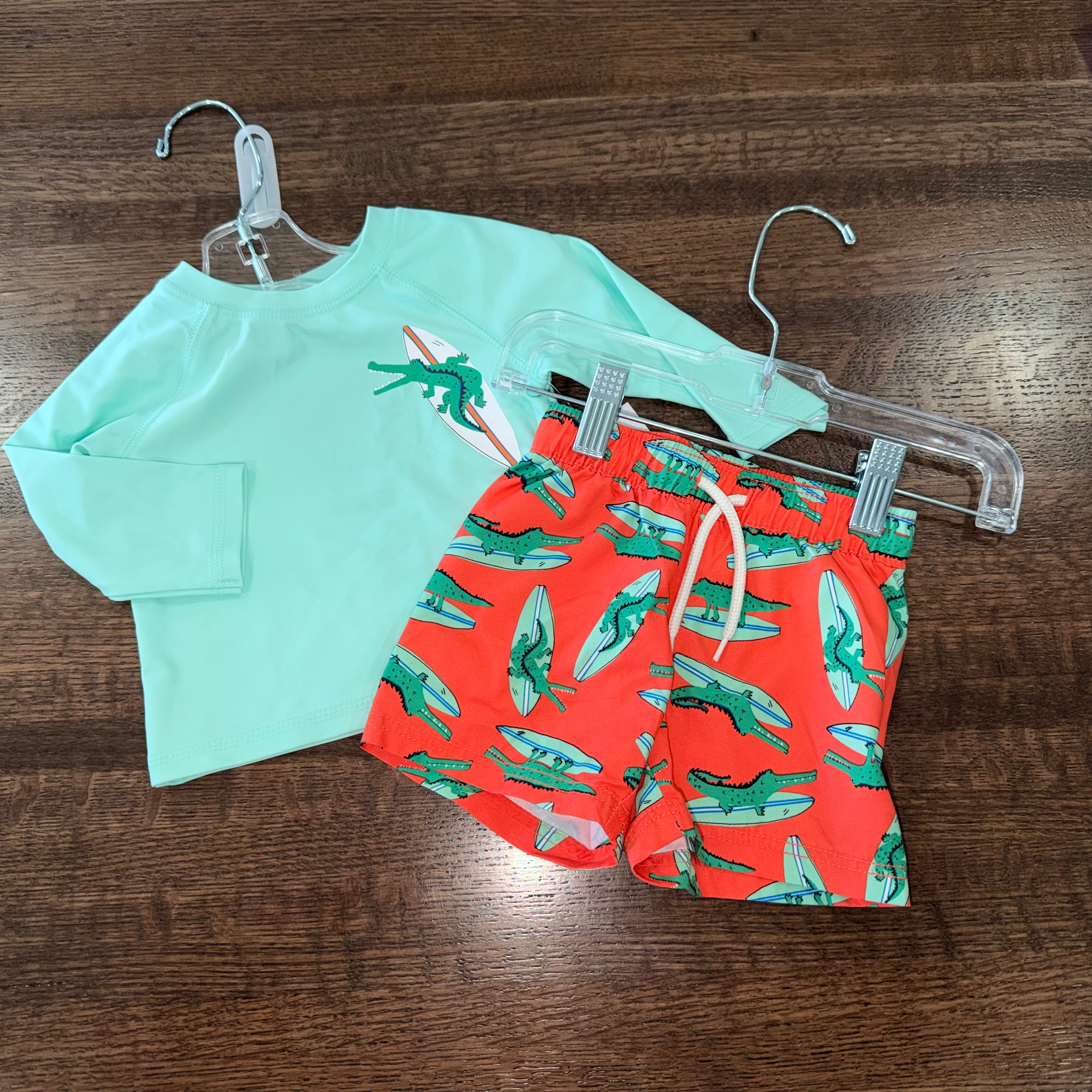 Old Navy Boys Rash Guard & Swim Trunks Set Size 3-6 Months EUC