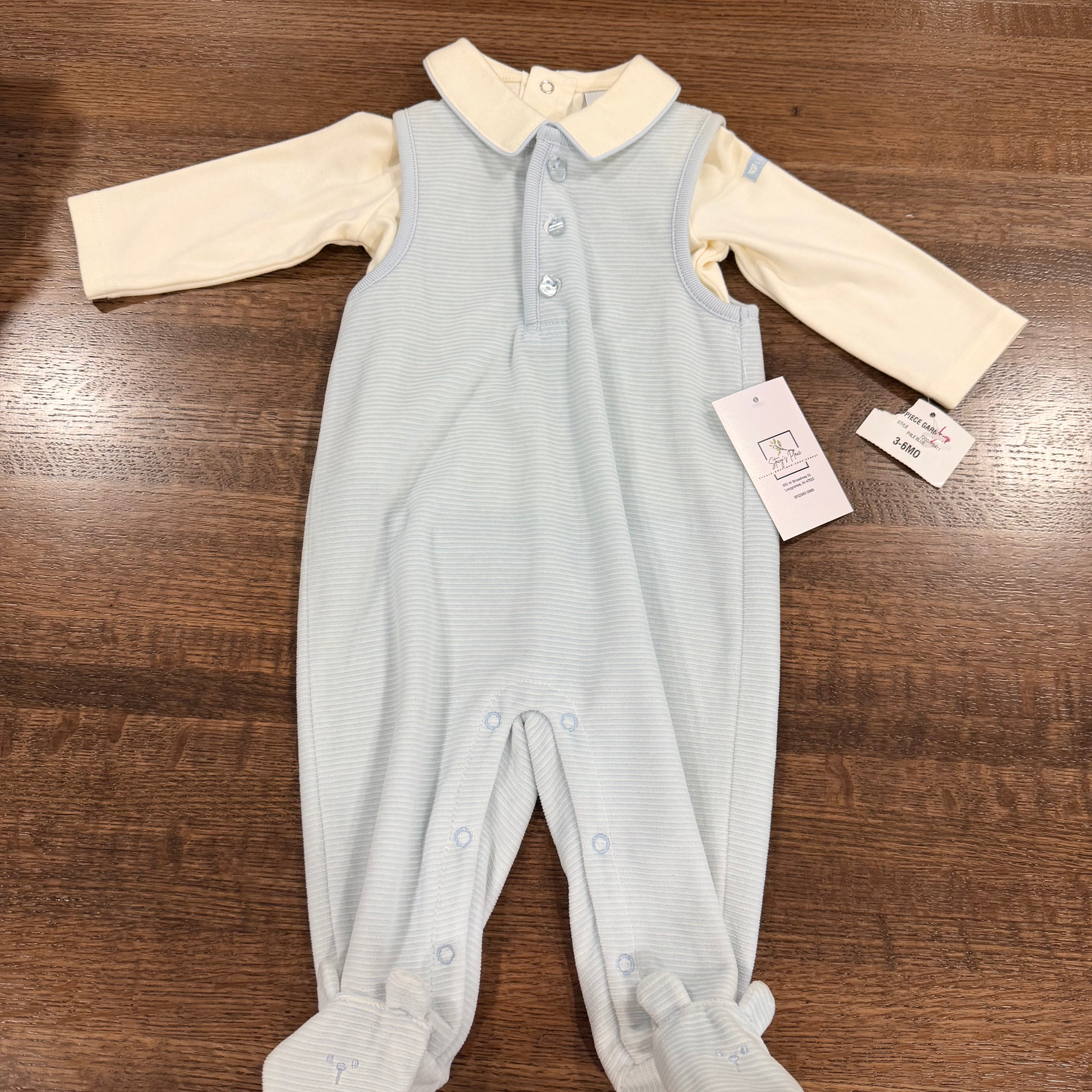 Lil Bear Boys Smocked 2pc Footie Set 3-6 mos NWT