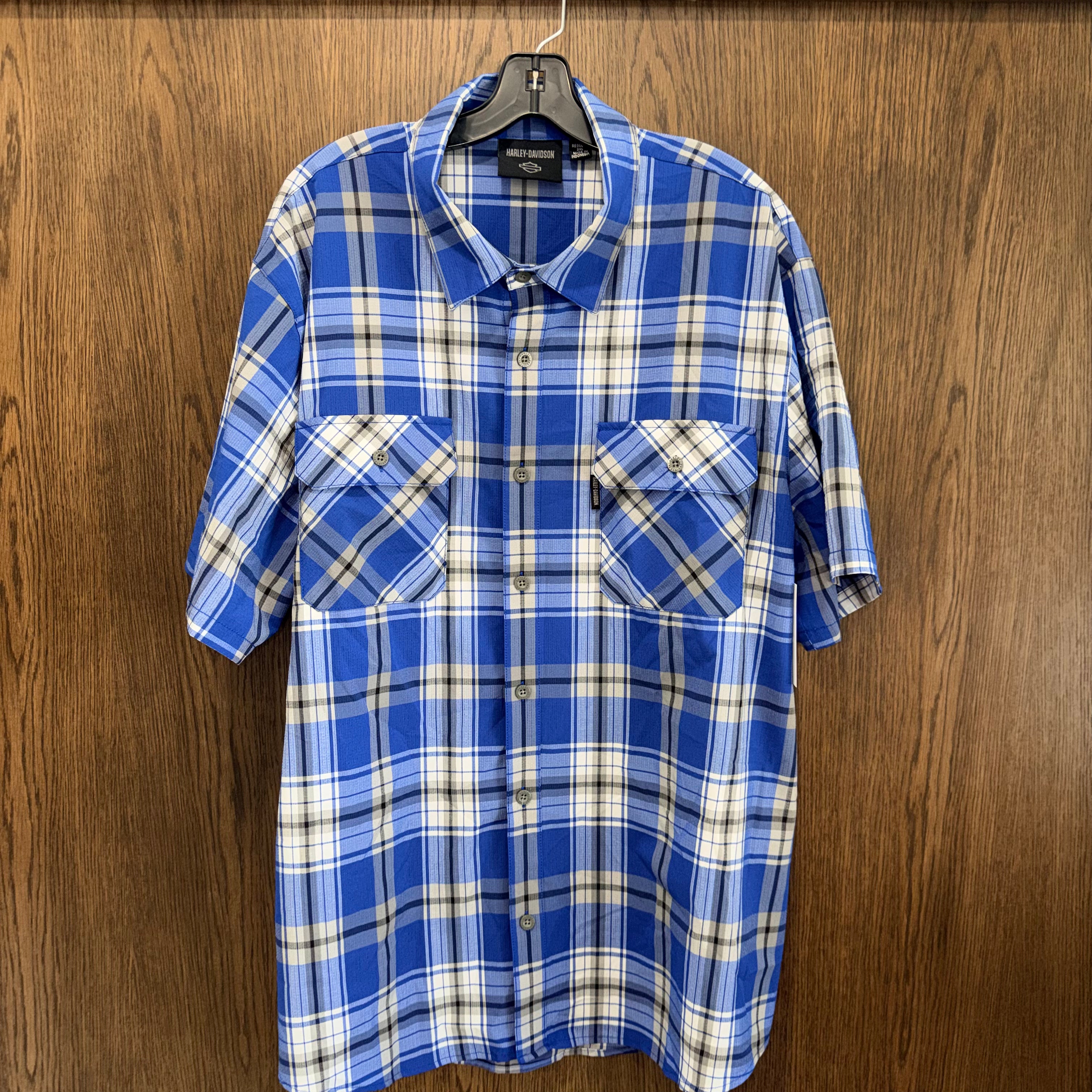 Harley Davidson Men's Amplfier Blue Plaid Shirt Size 2X XXL