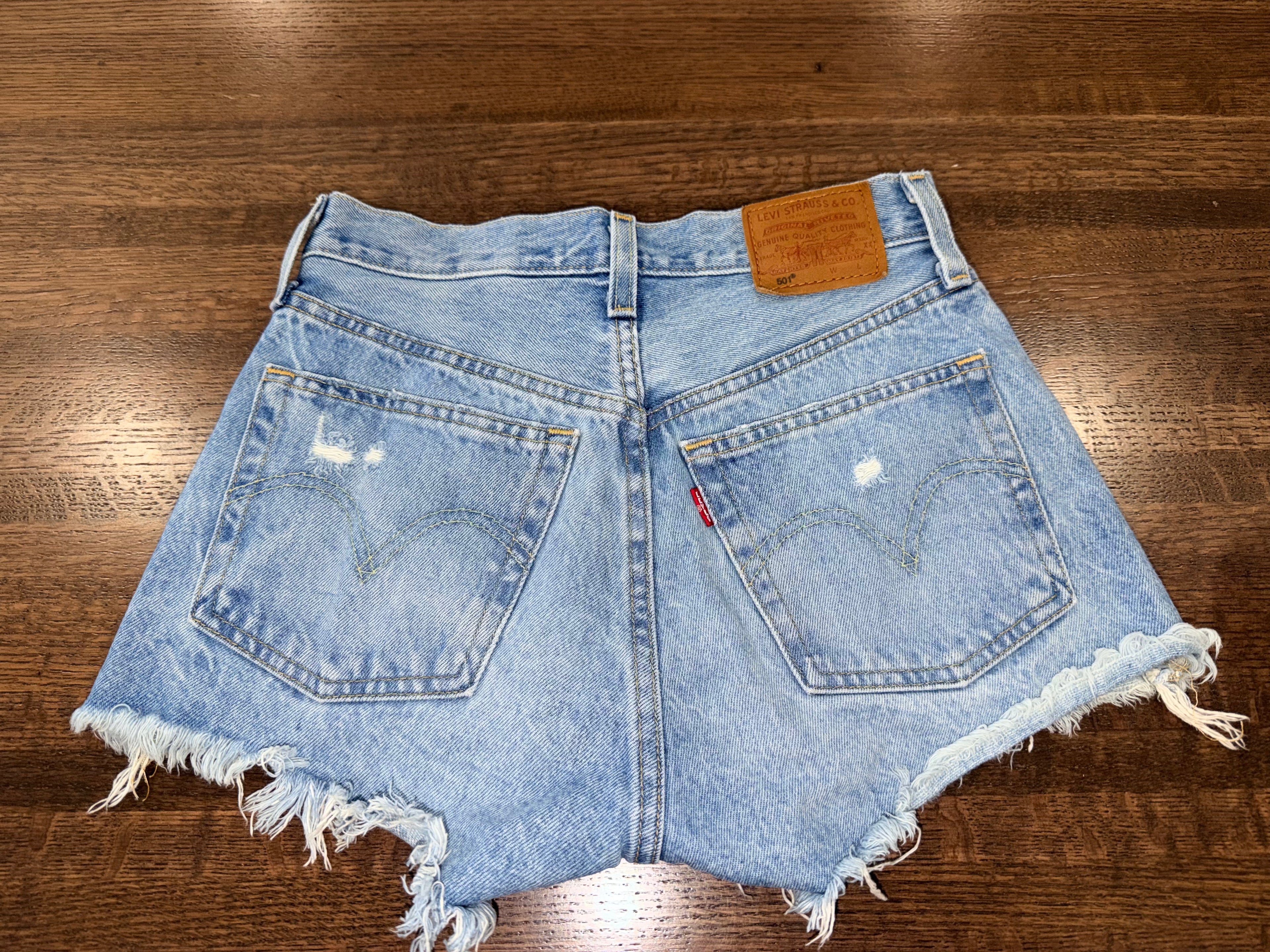 Levi’s 501 Premium Button Fly Distressed Jean Shorts Size 24