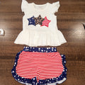 Girls Boutique Cheetah Patriotic Stars Flutter Top & Shorts Size 8