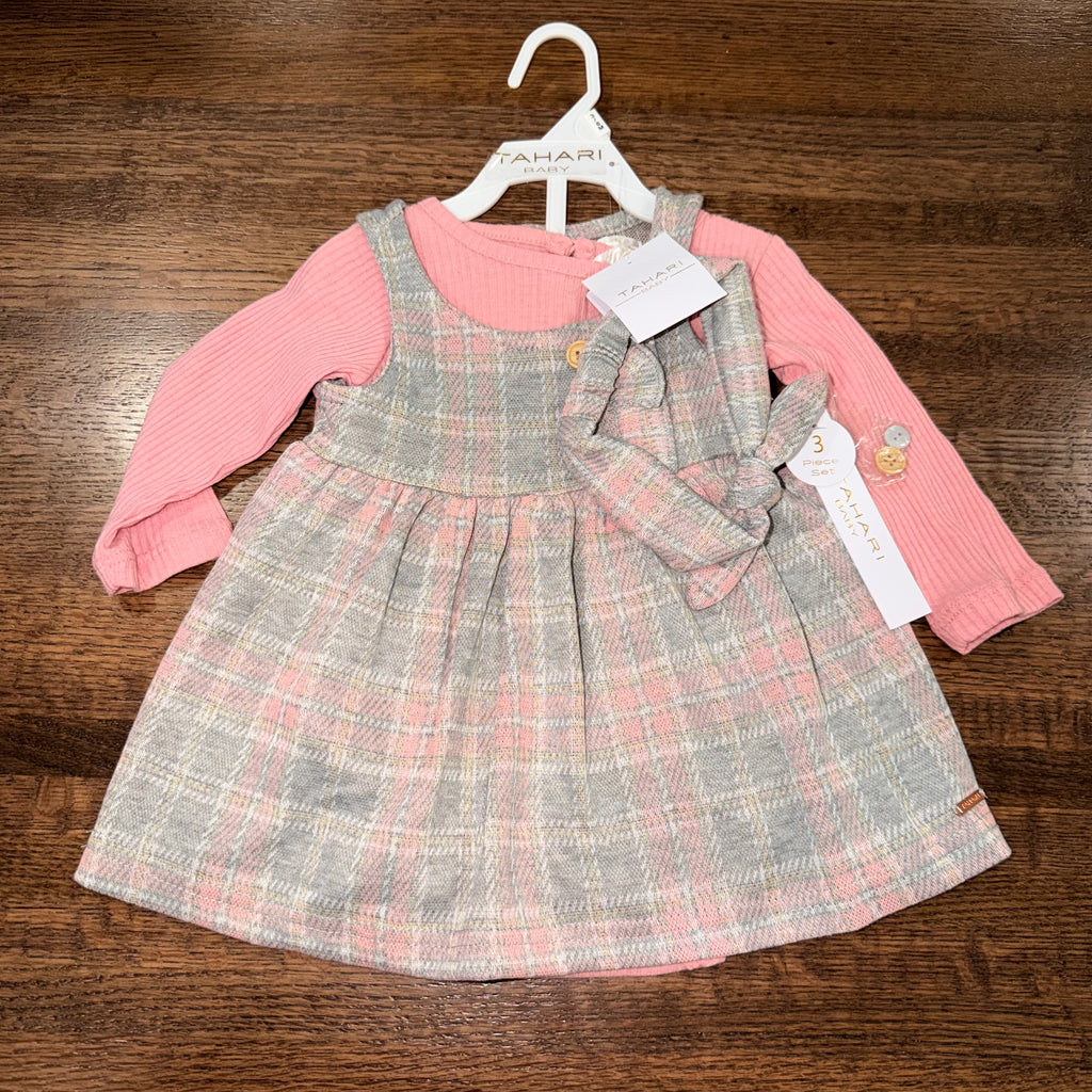 Tahari Girl’s Plaid Dress Set 3-6 Months NWT