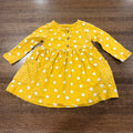 Carter’s Long Sleeve Mustard Polka Dot Dress 9 Months