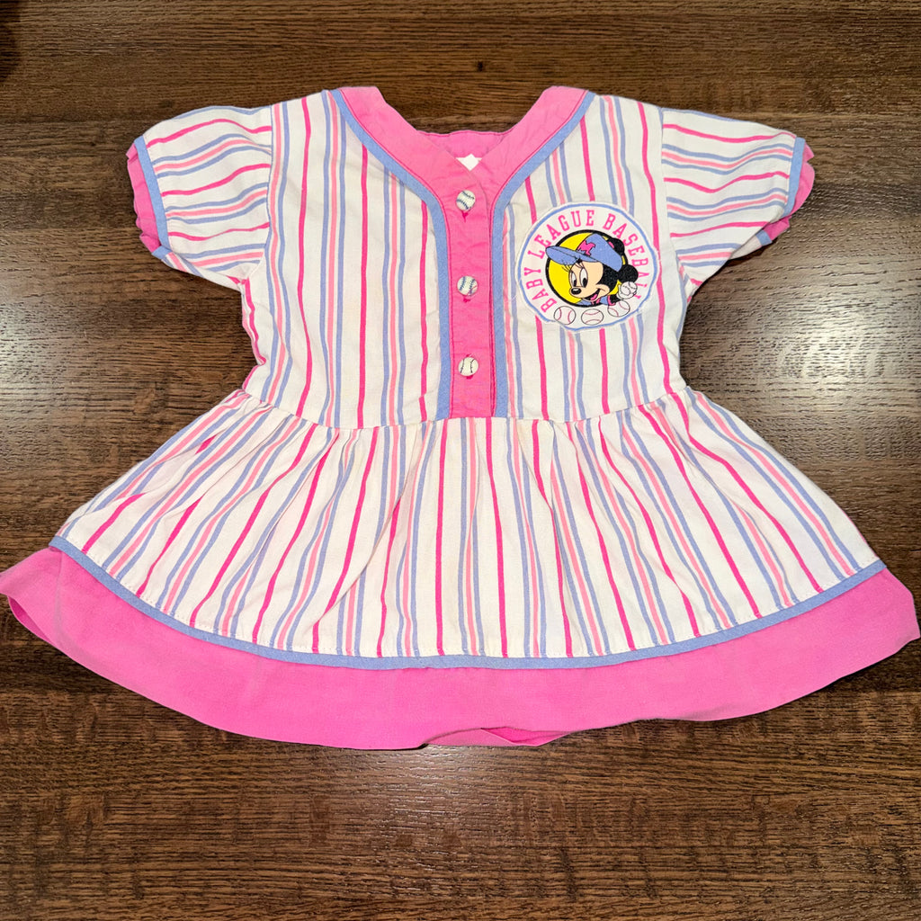 Vintage Disney Girls Minnie Mouse Sweerthearts Baseball Dress Size 24 mos