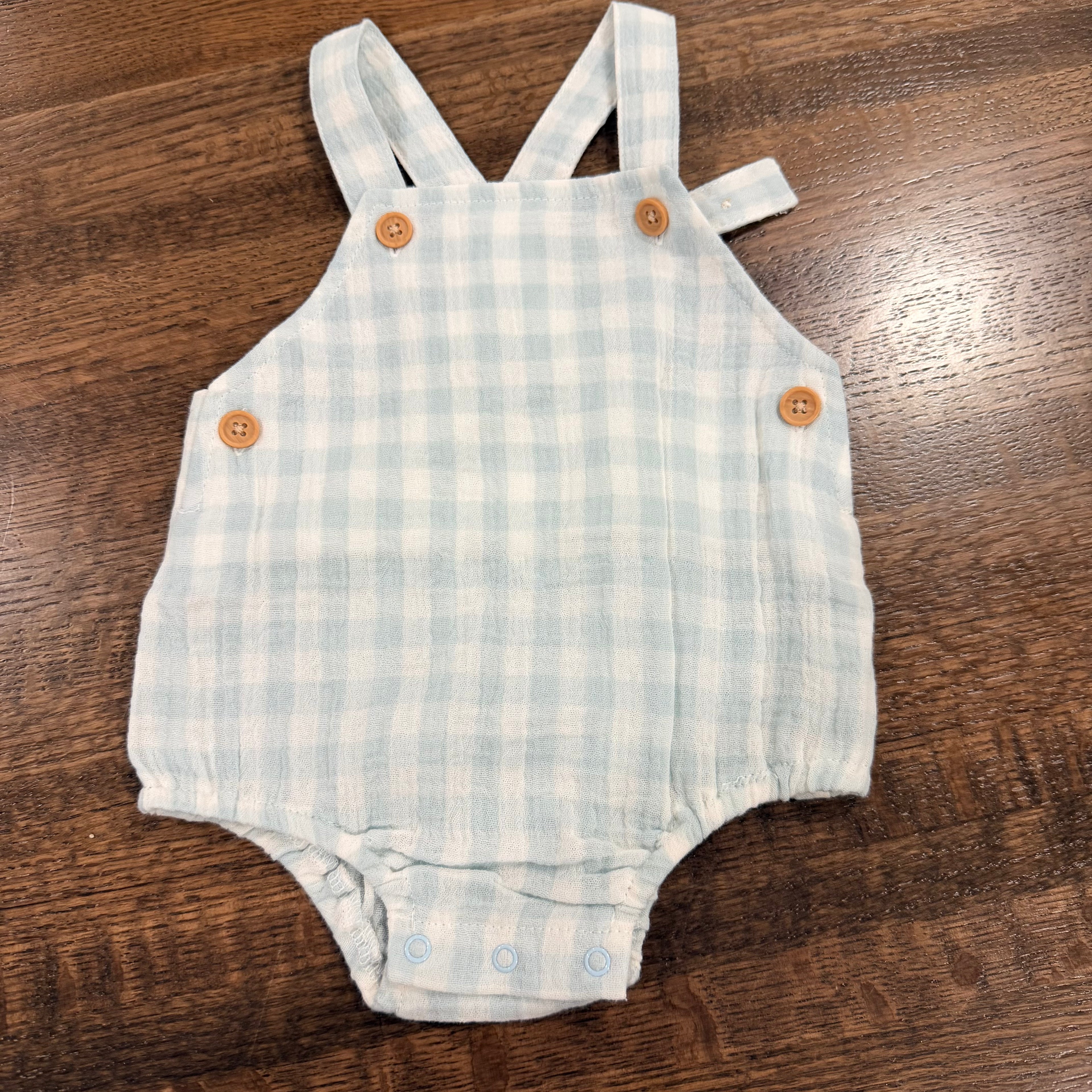 Vintage Little Me Y2K Baby Boys Gingham Check Bubble  Romper 3 mos 3M