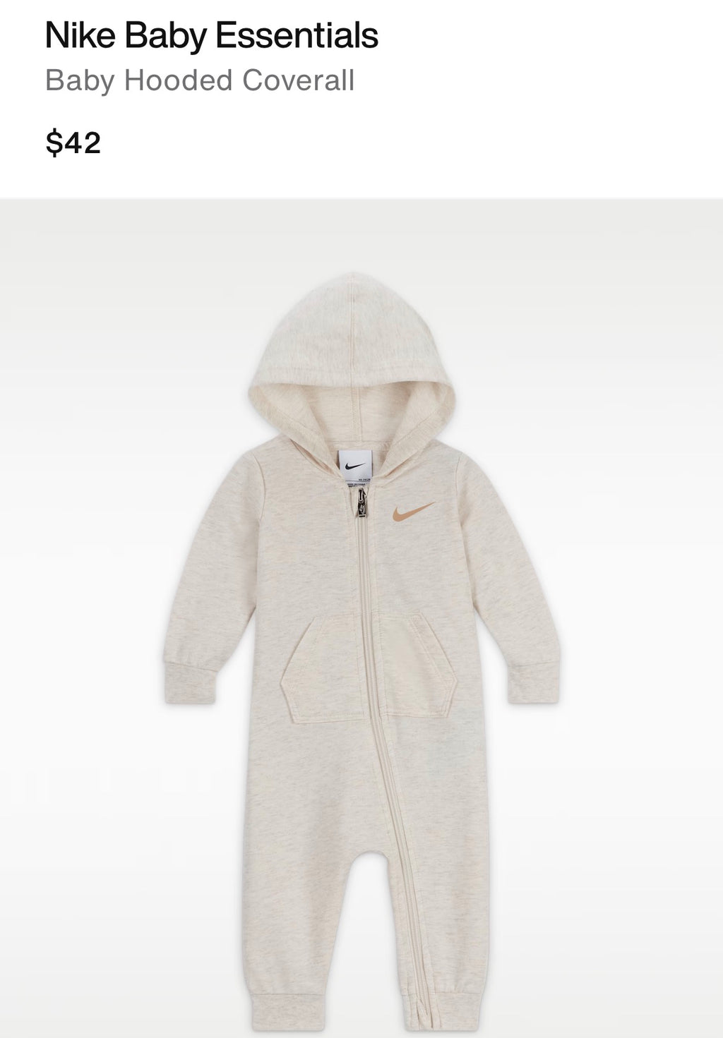 Nike Baby Light Blue Hooded Coverall Onesie 3mos 3 Months New Condition