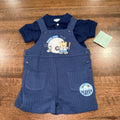 Vintage Y2K Sonoma Baby Boys Home Run Baseball Overalls Romper 3-6 mos NWT