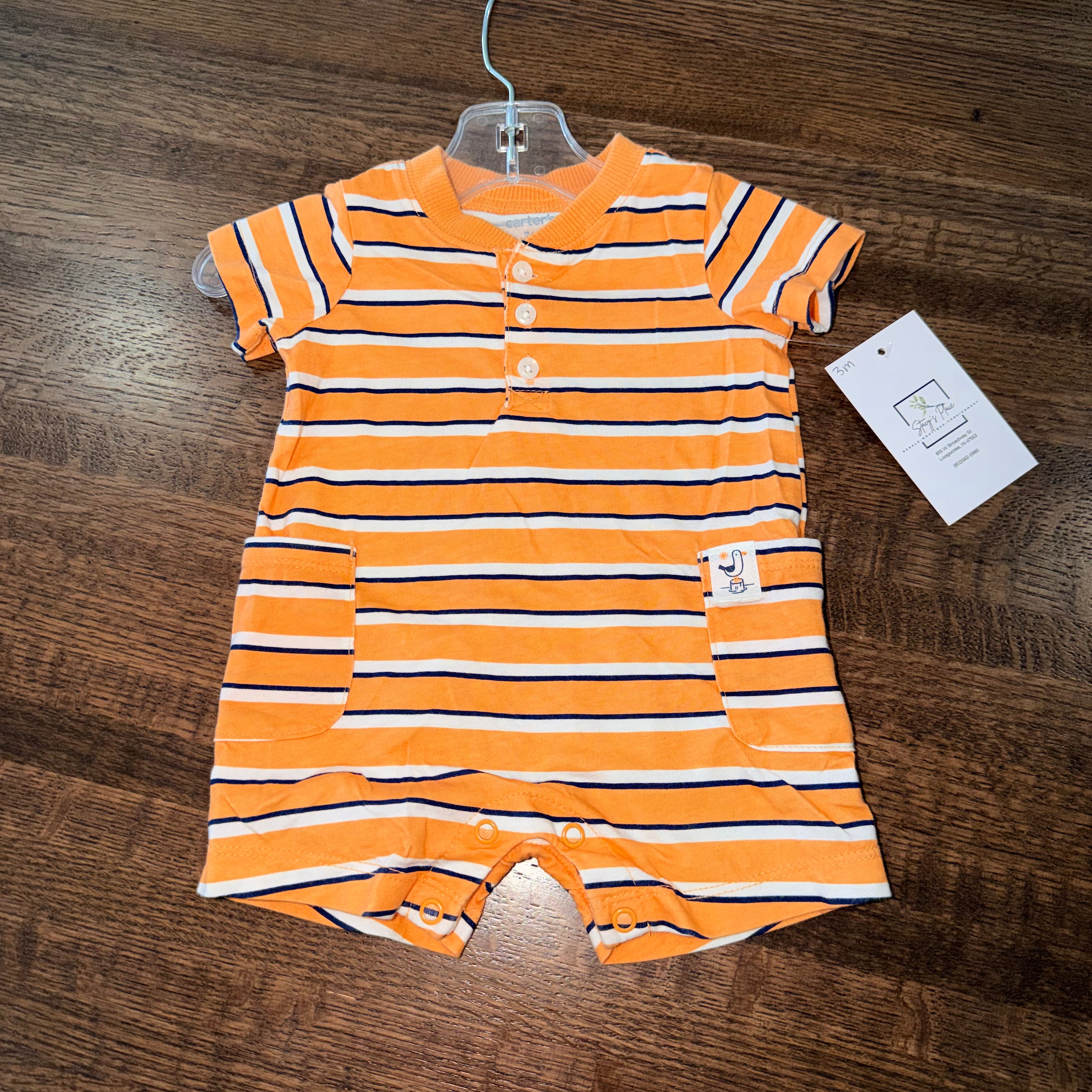 Carter’s Boy’s Striped Romper 3 Months EUC