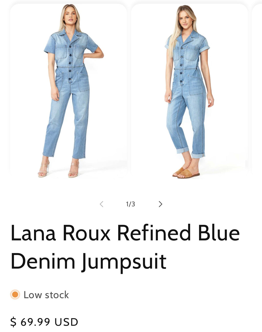 Lana Roux Refined Blue Denim Jumpsuit Size XL NWT