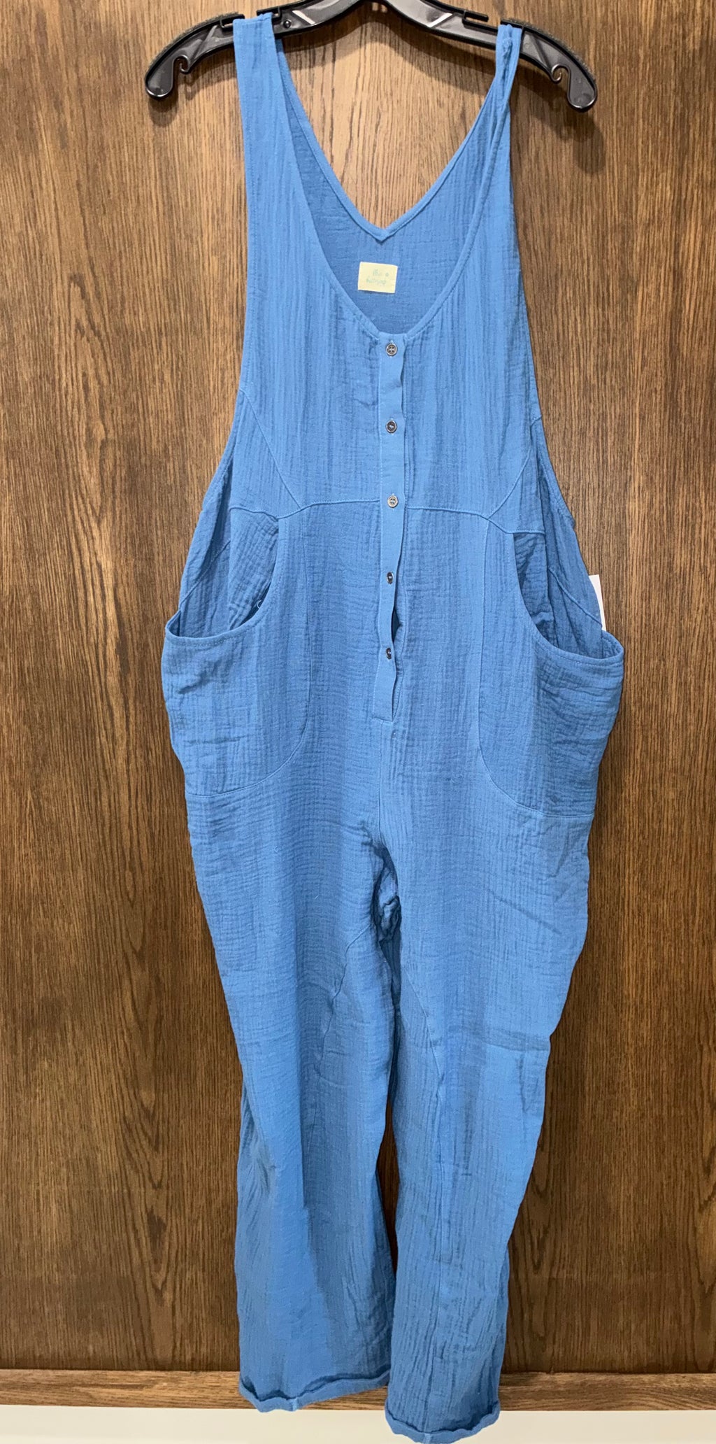 Blue Buttercup Wide Leg Linen Romper Size Large