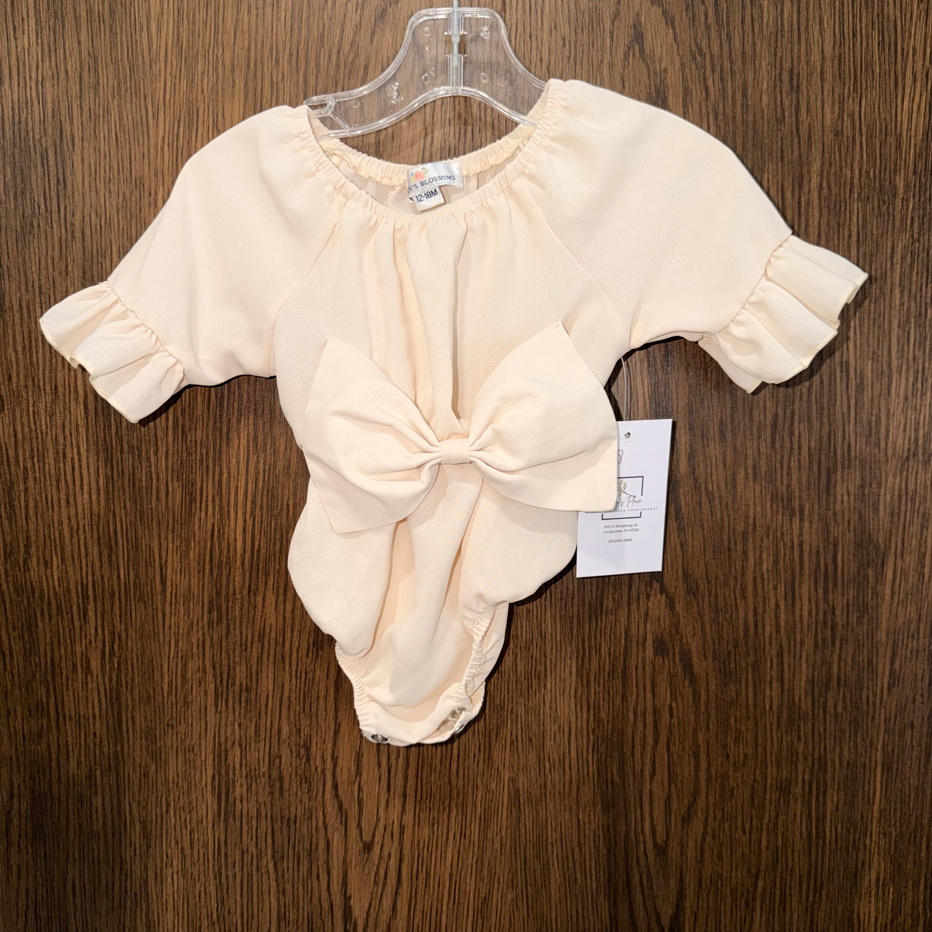 Baileys Blossoms Girls Big Bow Romper 12-18 Months