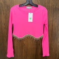 Blueb Cropped Rhinestone Top Large NWT