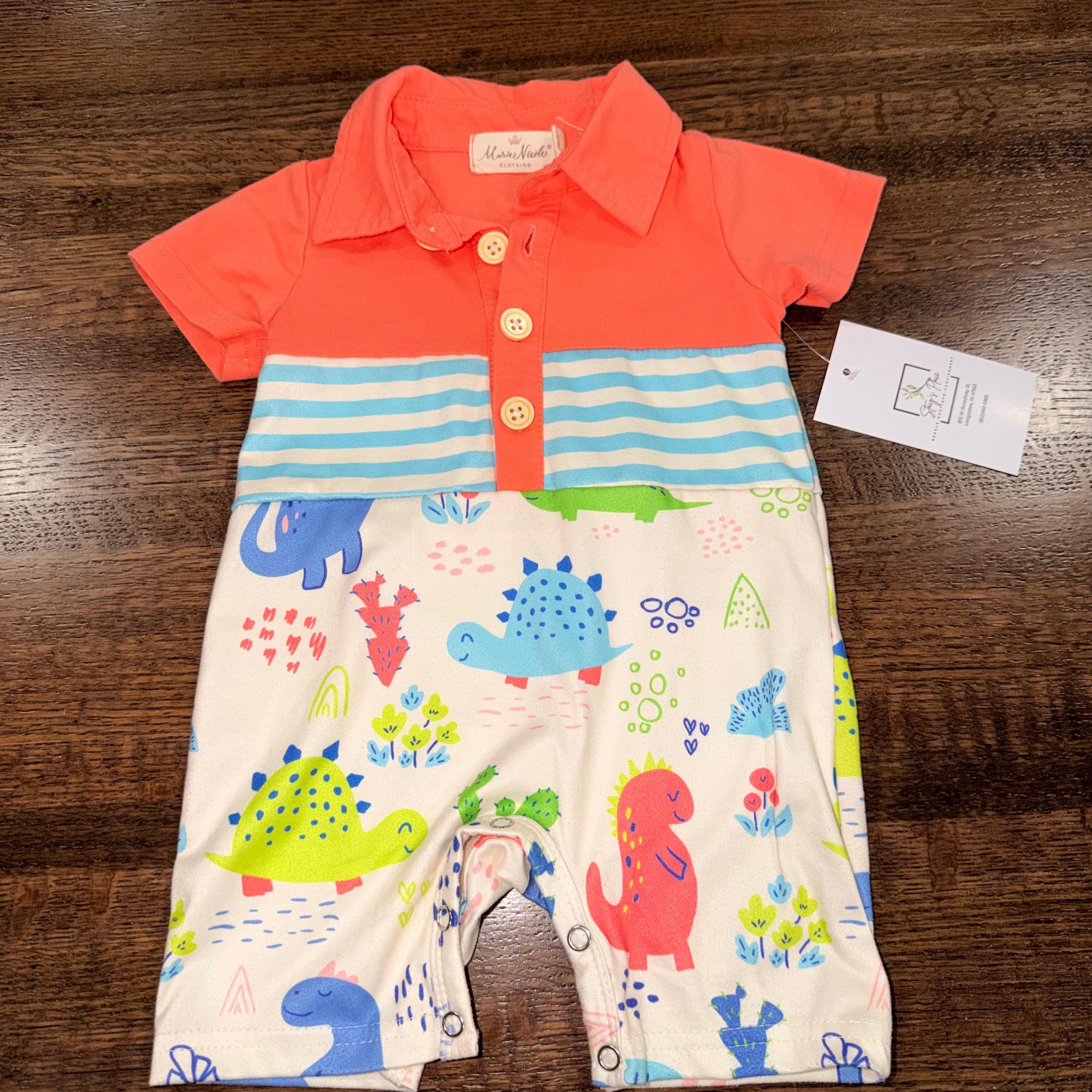 Marie Nicole Dinosaurs Baby Boys Romper 3-6 mos