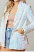 Peach Love CA White Sequin Blazer Size Large