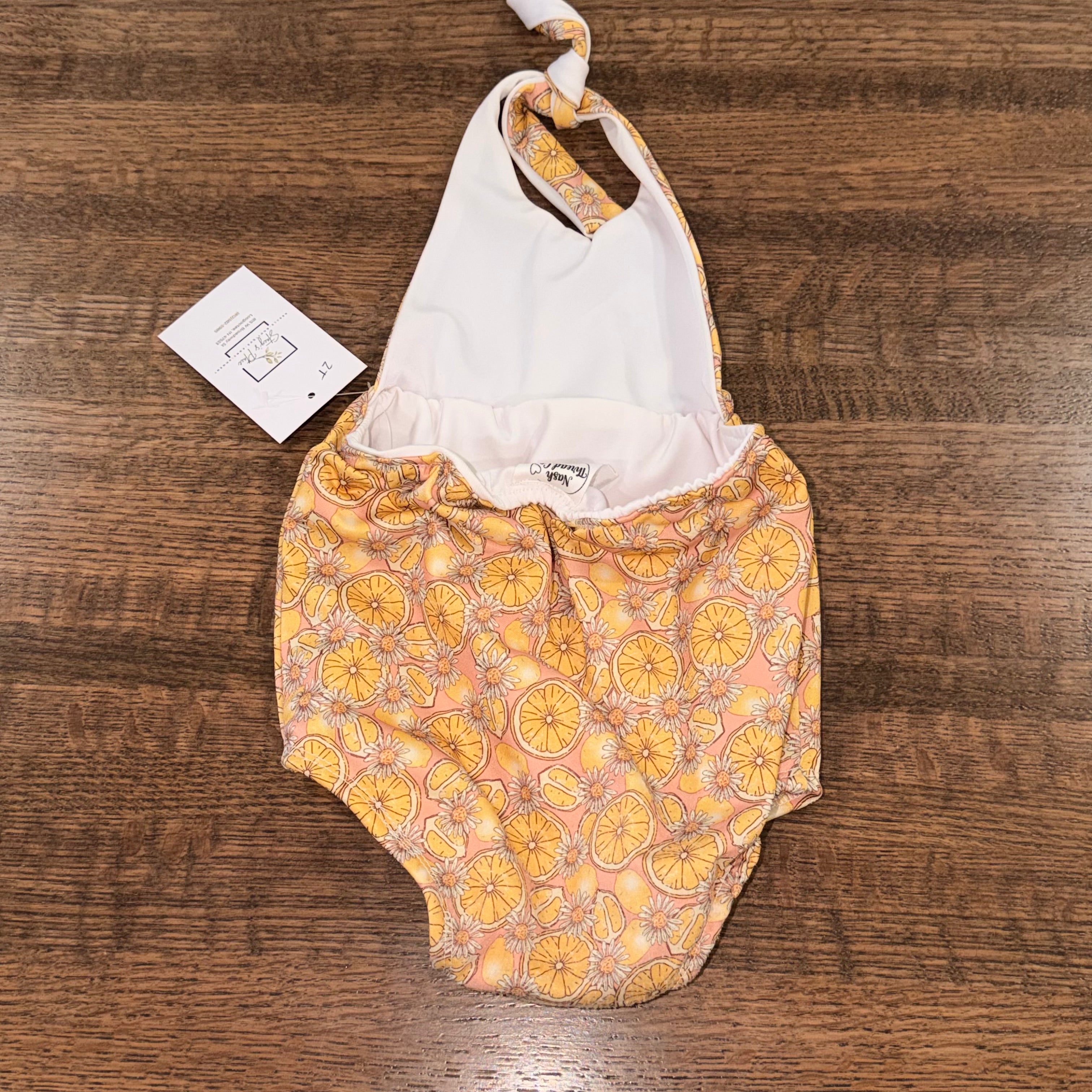 Lemons Handmade Nash Thread Co Bubble Halter Romper Size 18-24 mos