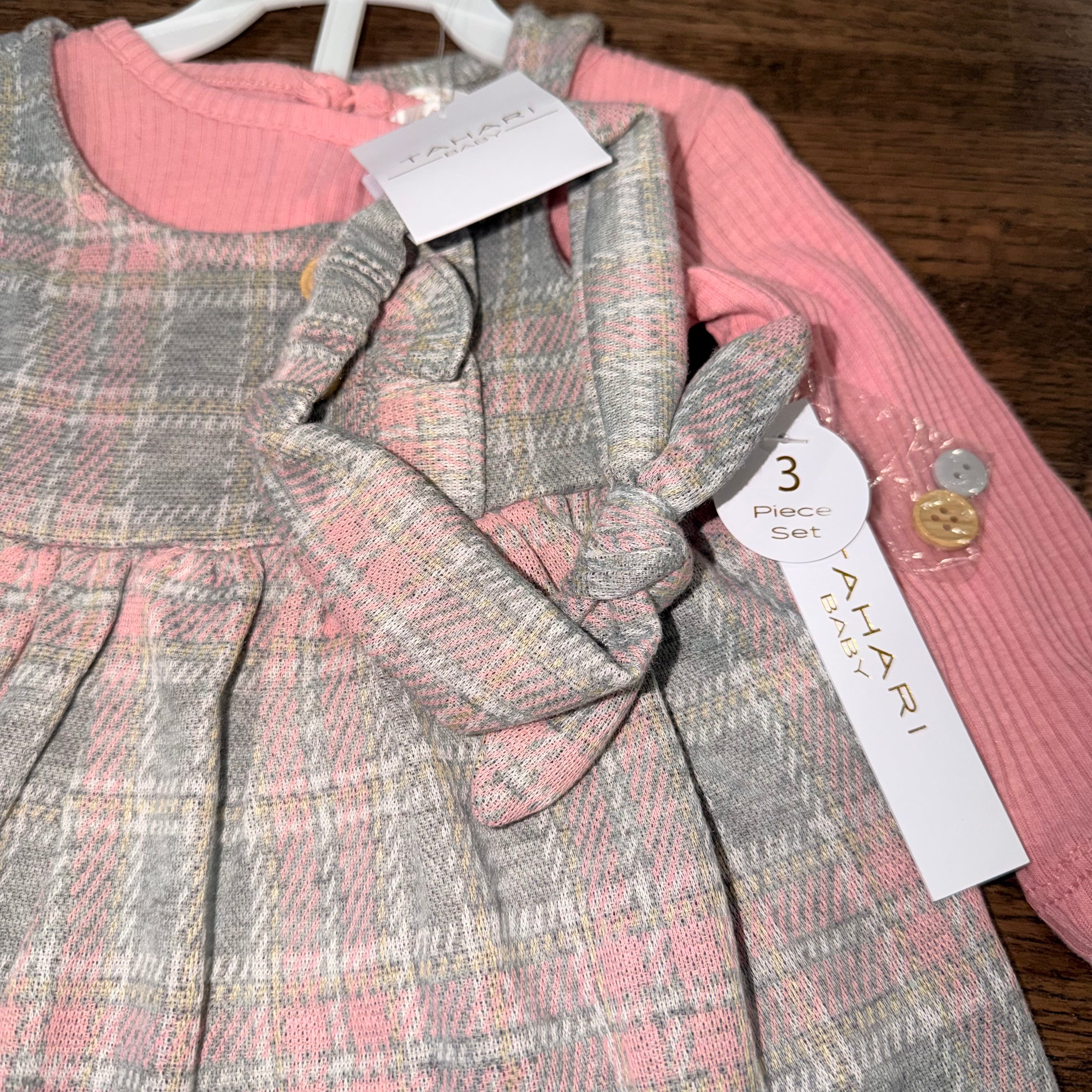 Tahari Girl’s Plaid Dress Set 3-6 Months NWT