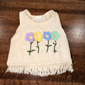 Waffle Knit Girls Baby Crochet Flowers Fringe Top Shirt Size 6-9 mos